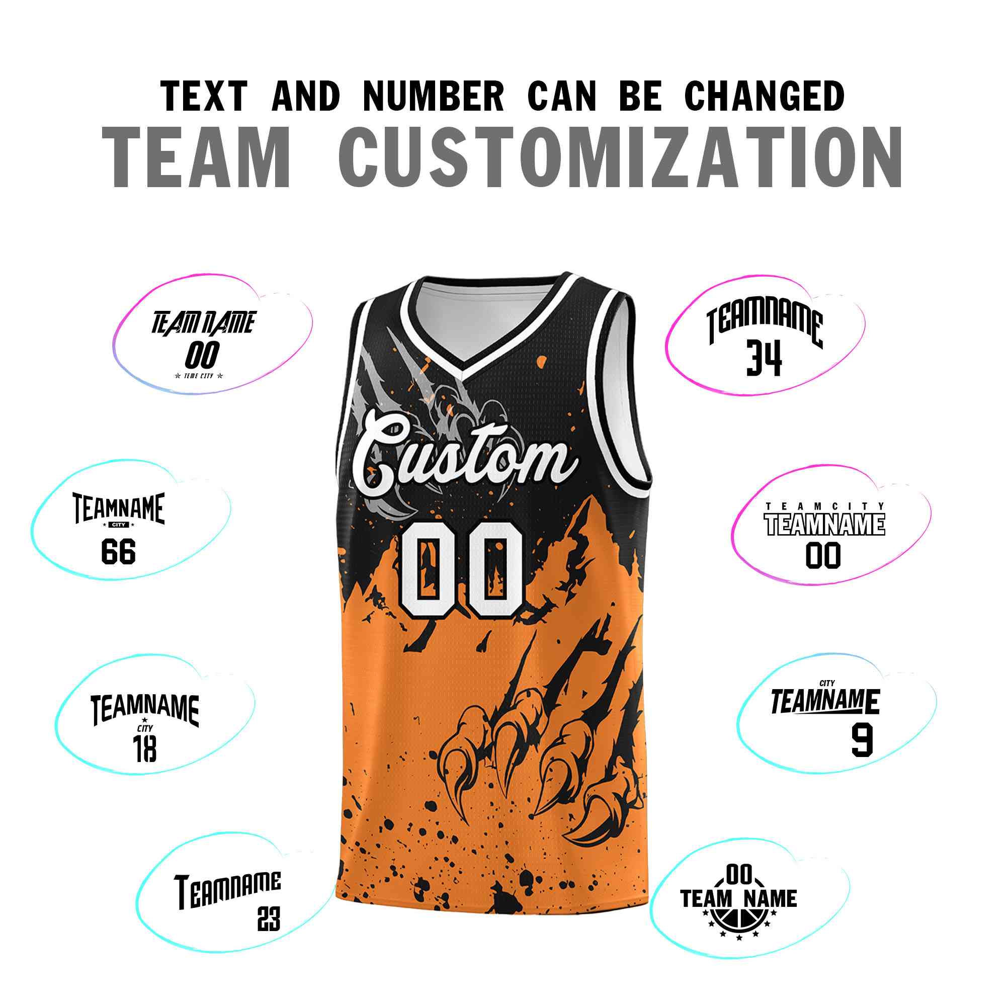Custom Black Gold Orange Snow Mountain Beast Pattern Sports Uniform Basketball Jersey| KXKSHOP