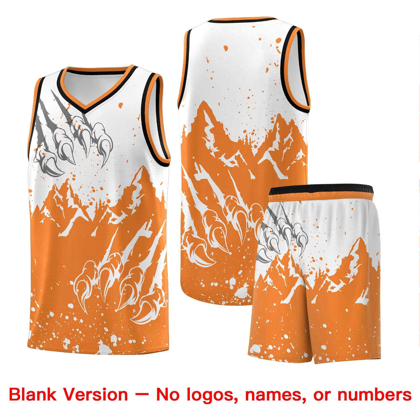 Custom White Gold Orange Snow Mountain Beast Pattern Sports Uniform Basketball Jersey| KXKSHOP
