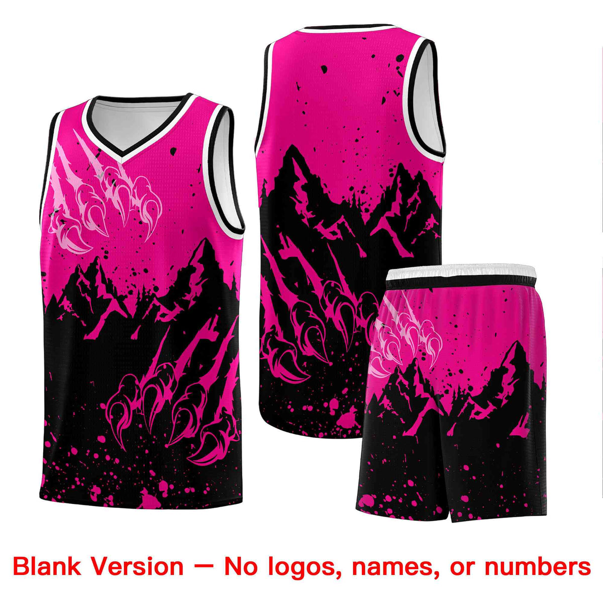 Custom Pink Black Snow Mountain Beast Pattern Sports Uniform Basketball Jersey| KXKSHOP