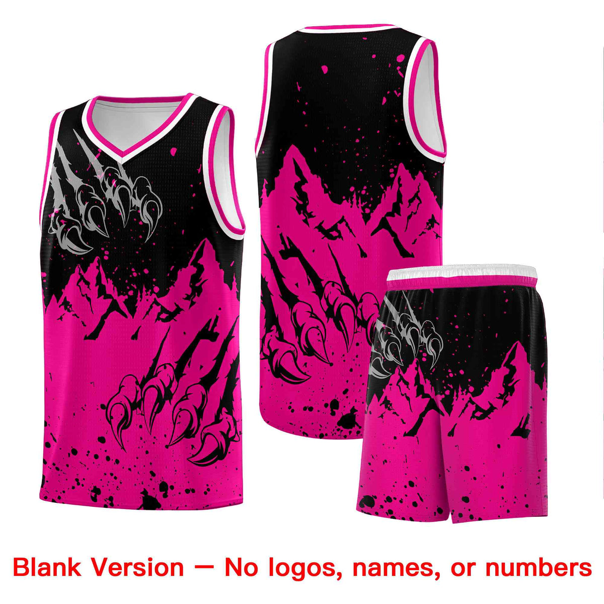 Custom Black Pink Snow Mountain Beast Pattern Sports Uniform Basketball Jersey| KXKSHOP