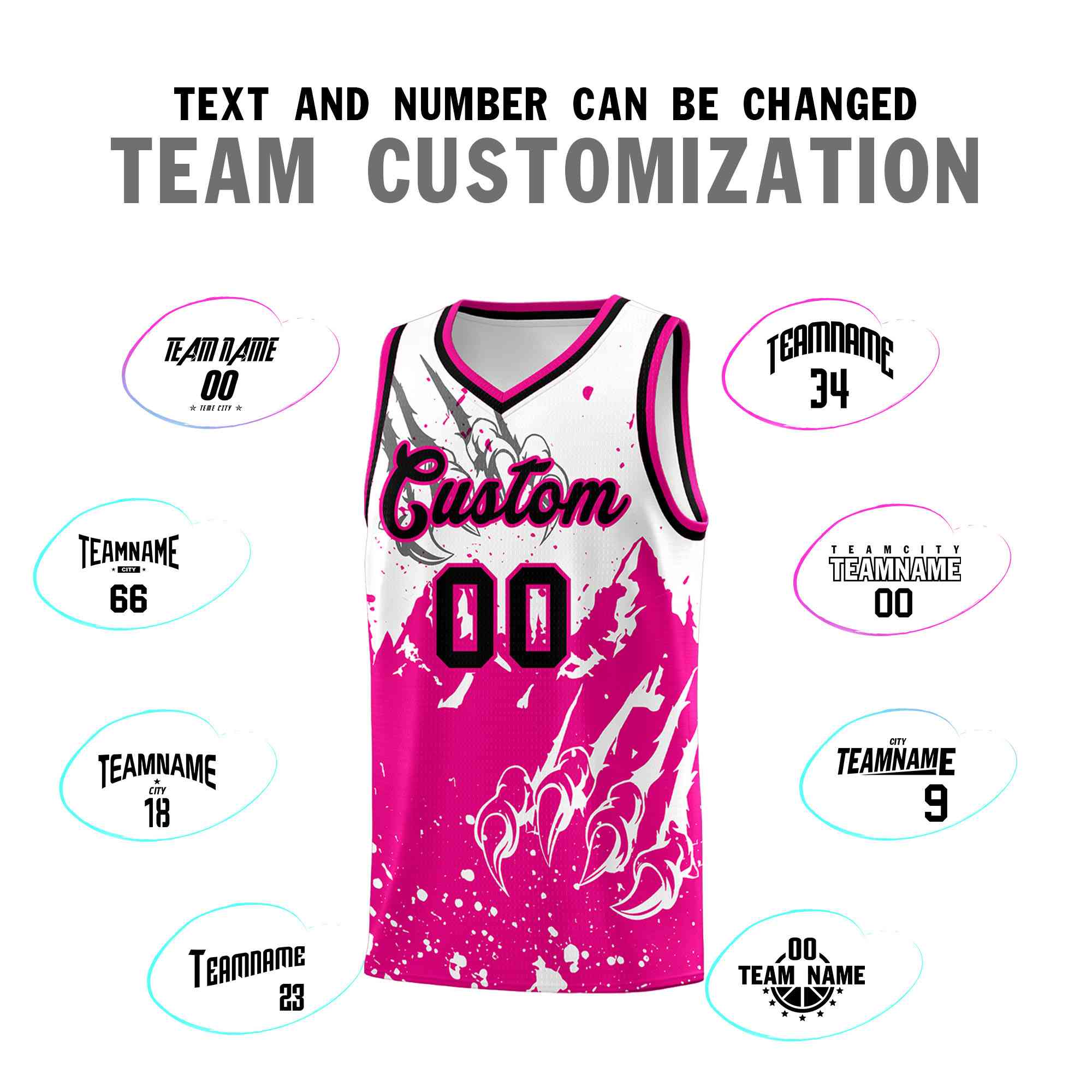 Custom White Pink Snow Mountain Beast Pattern Sports Uniform Basketball Jersey| KXKSHOP