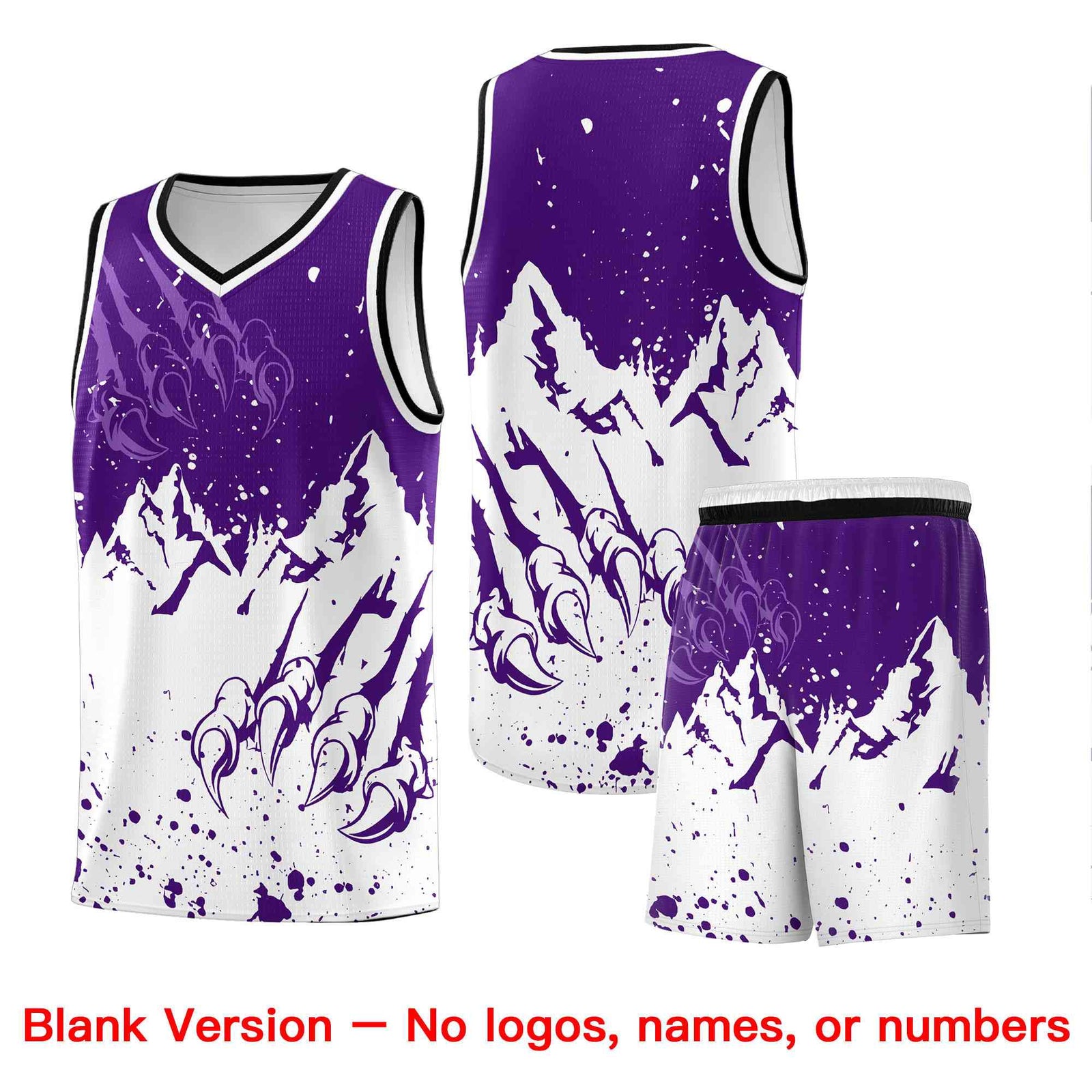 Custom Purple White Snow Mountain Beast Pattern Sports Uniform Basketball Jersey| KXKSHOP
