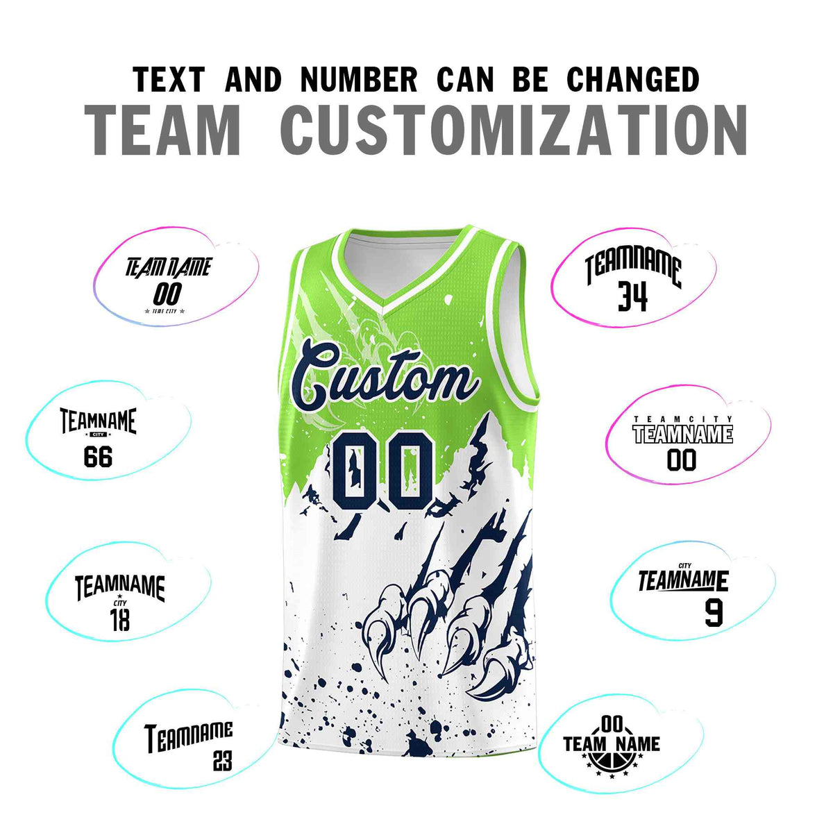 Custom Fluorescent Green White Snow Mountain Beast Pattern Sports Uniform Basketball Jersey| KXKSHOP