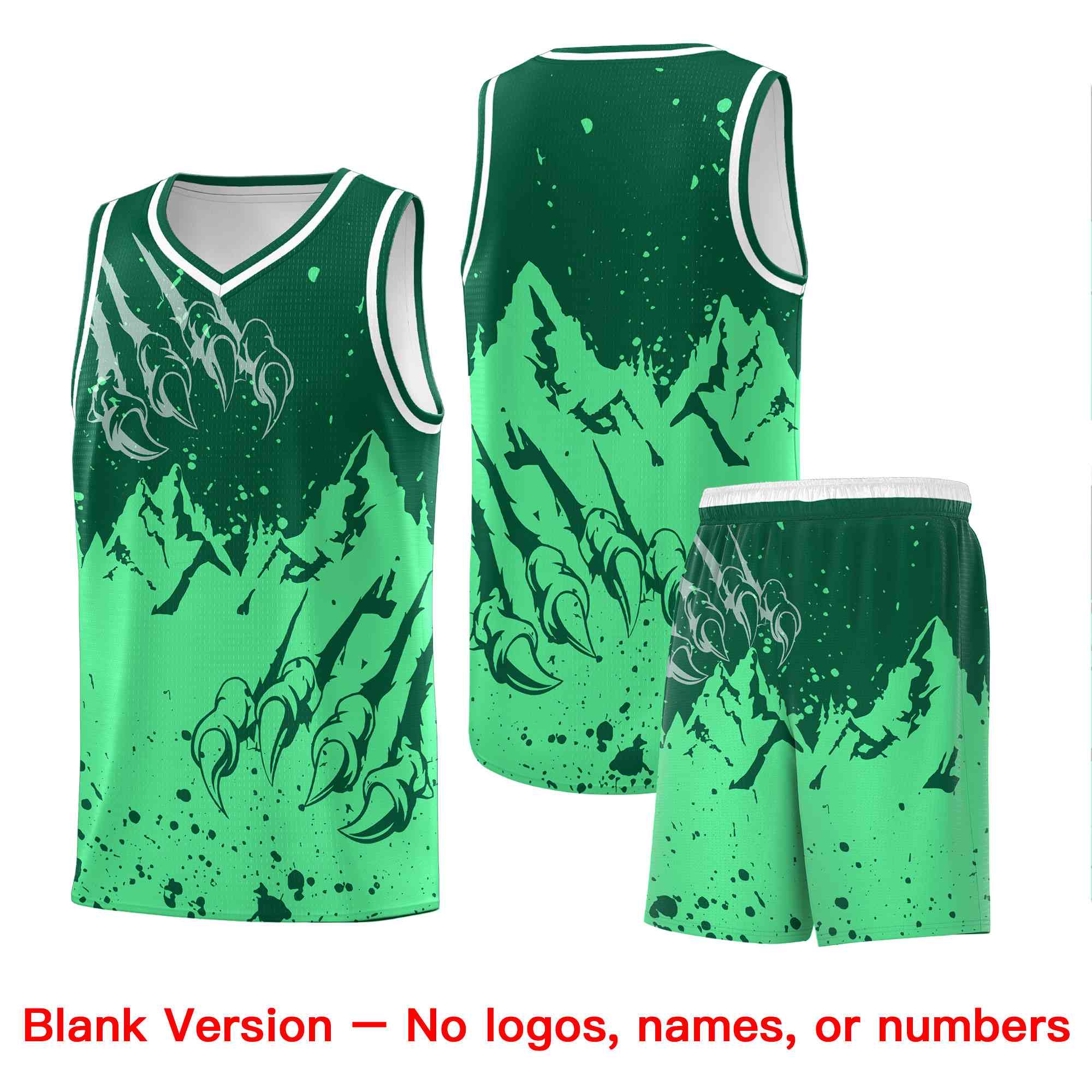 Custom Kelly Green Green Snow Mountain Beast Pattern Sports Uniform Basketball Jersey| KXKSHOP