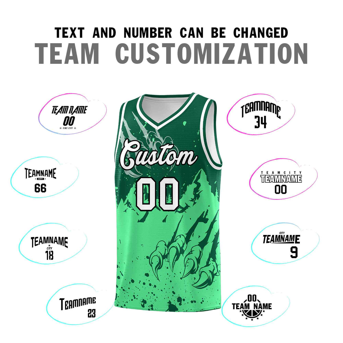 Custom Kelly Green Green Snow Mountain Beast Pattern Sports Uniform Basketball Jersey| KXKSHOP