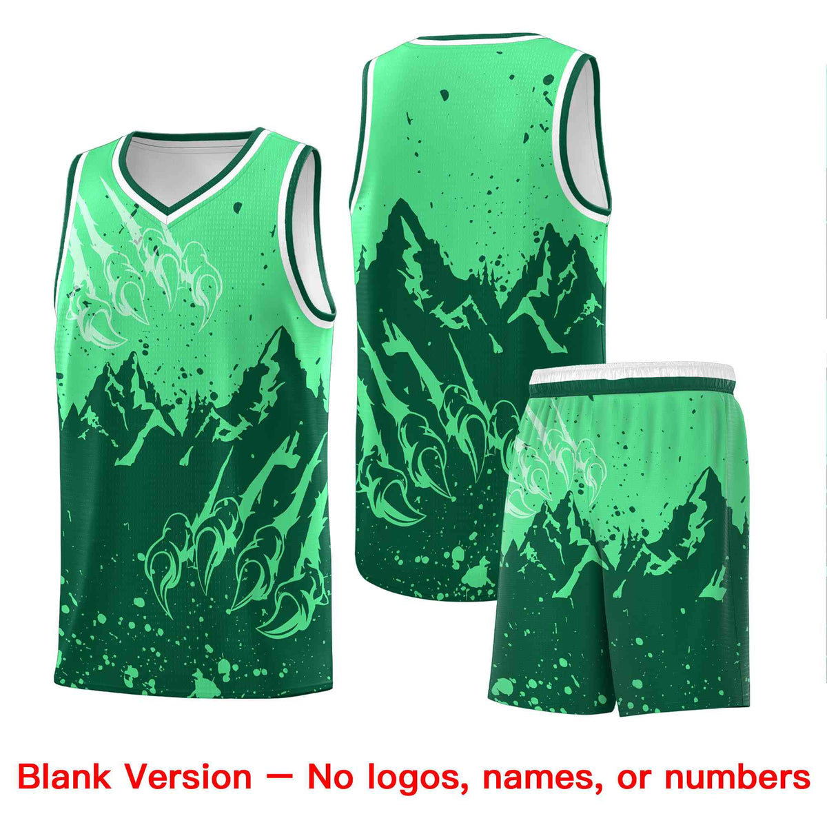 Custom Green Kelly Green Snow Mountain Beast Pattern Sports Uniform Basketball Jersey| KXKSHOP