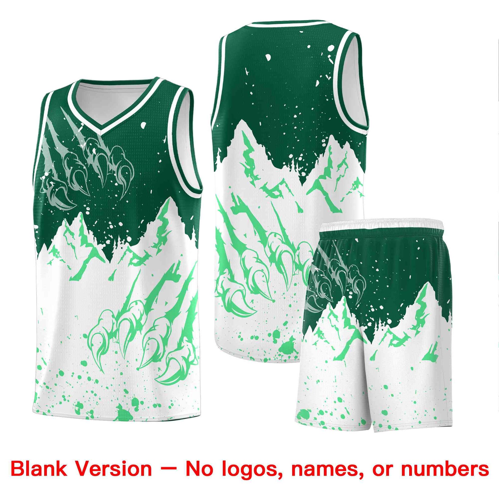 Custom Kelly Green White Snow Mountain Beast Pattern Sports Uniform Basketball Jersey| KXKSHOP