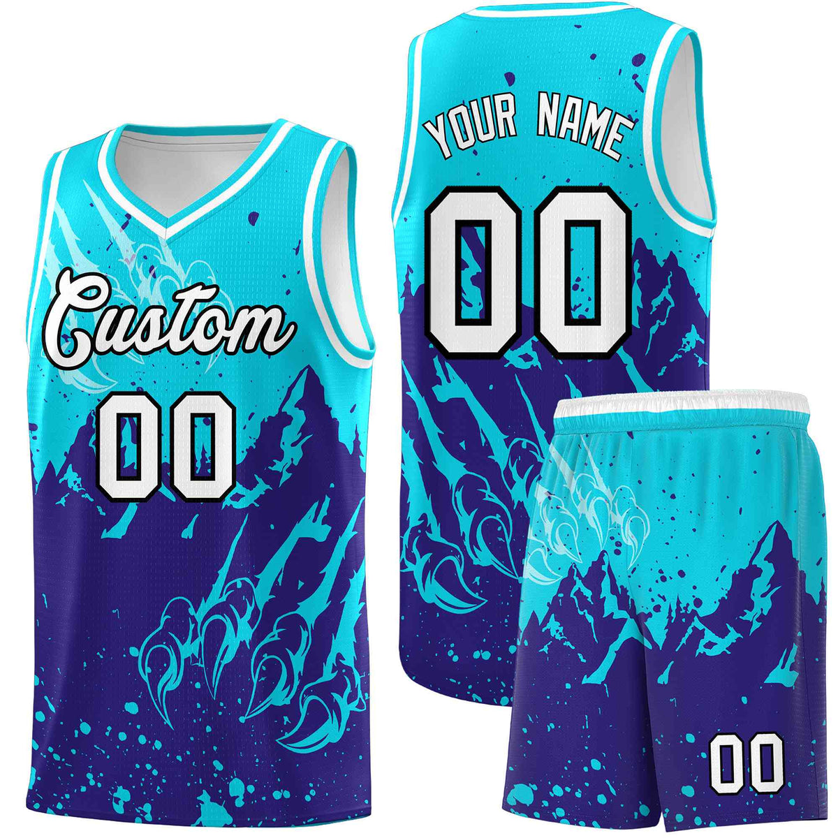 Custom Sky Blue Royal Snow Mountain Beast Pattern Sports Uniform Basketball Jersey| KXKSHOP