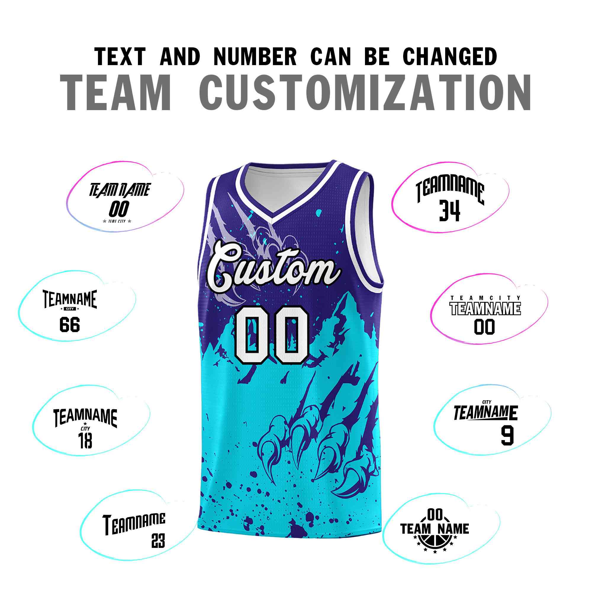 Custom Royal Sky Blue Snow Mountain Beast Pattern Sports Uniform Basketball Jersey| KXKSHOP