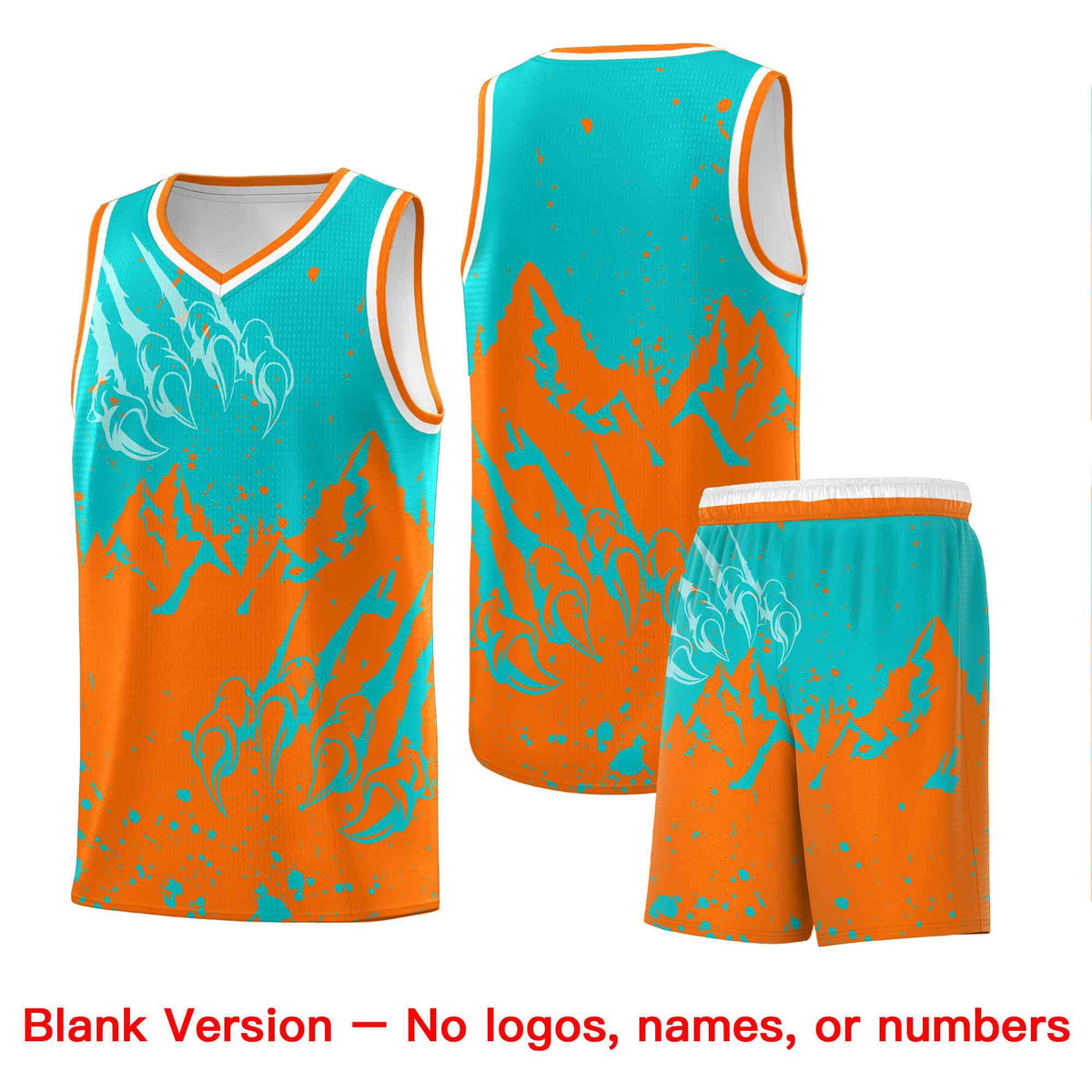 Custom Aqua Orange Snow Mountain Beast Pattern Sports Uniform Basketball Jersey| KXKSHOP