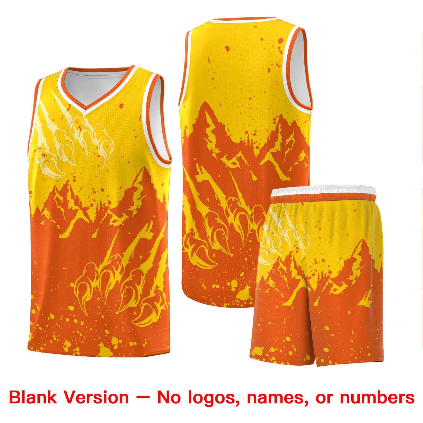 Custom Gold Orange Snow Mountain Beast Pattern Sports Uniform Basketball Jersey| KXKSHOP