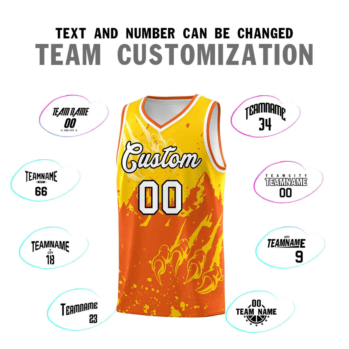 Custom Gold Orange Snow Mountain Beast Pattern Sports Uniform Basketball Jersey| KXKSHOP