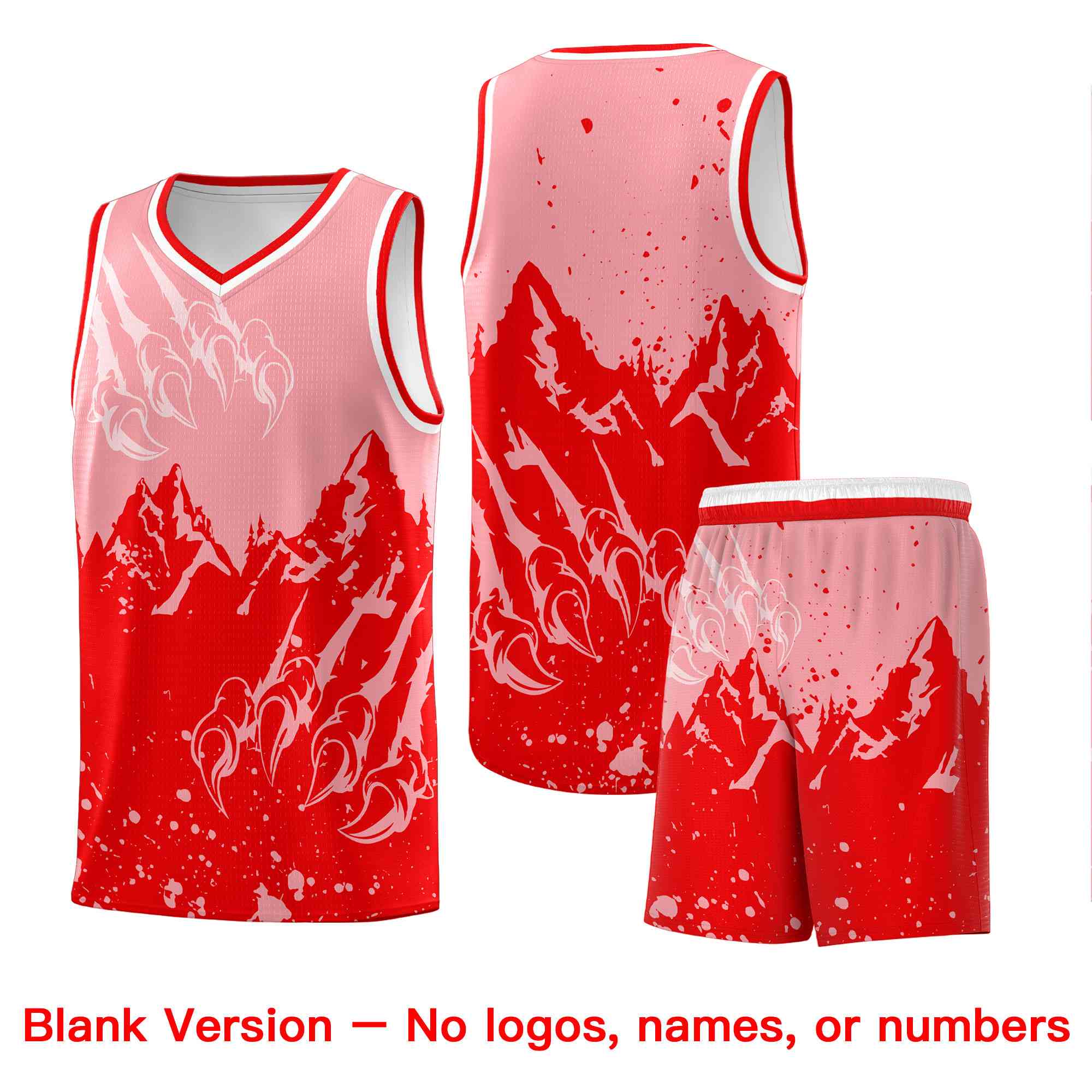 Custom Light Pink Light Red Snow Mountain Beast Pattern Sports Uniform Basketball Jersey| KXKSHOP