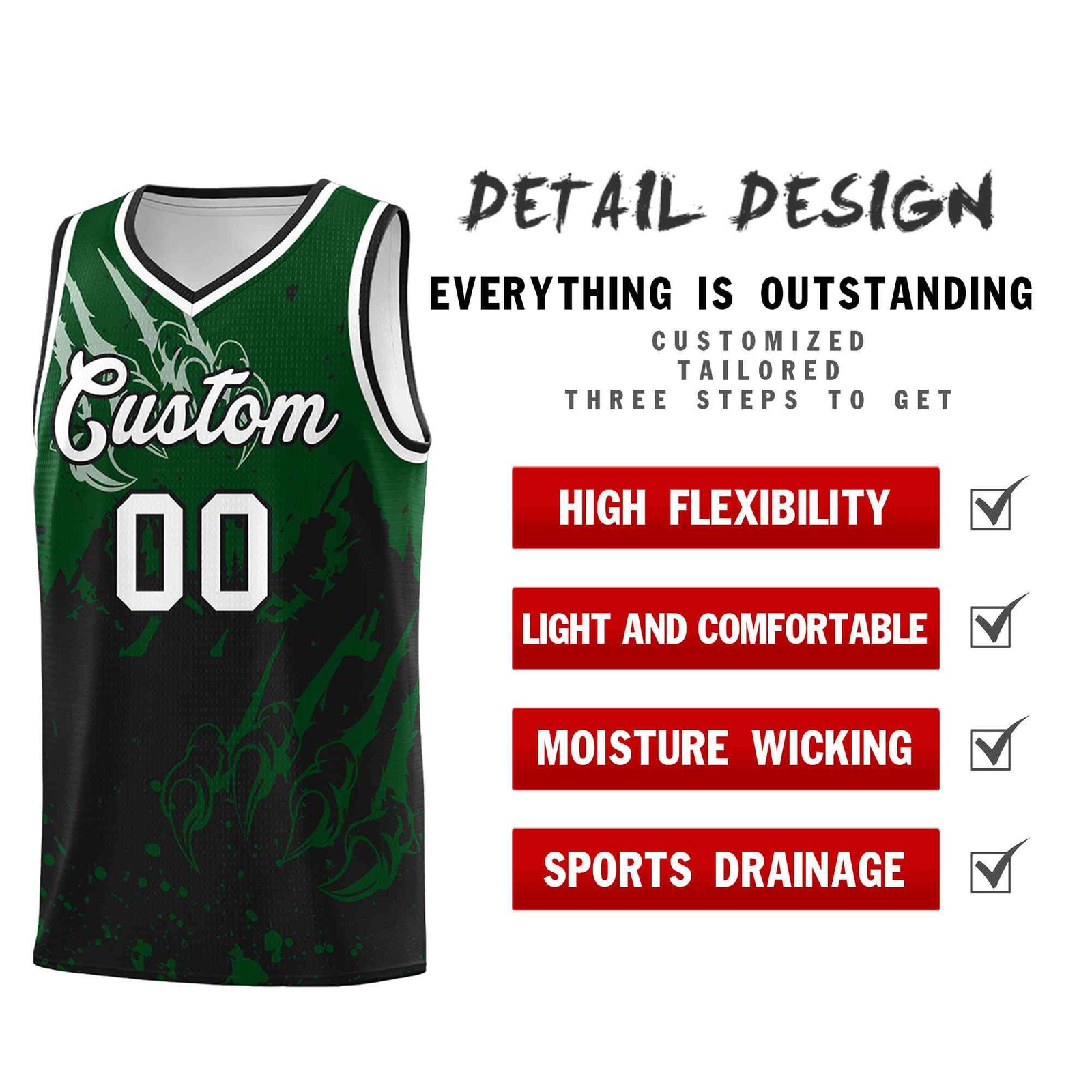 Custom Green Black Snow Mountain Beast Pattern Sports Uniform Basketball Jersey| KXKSHOP