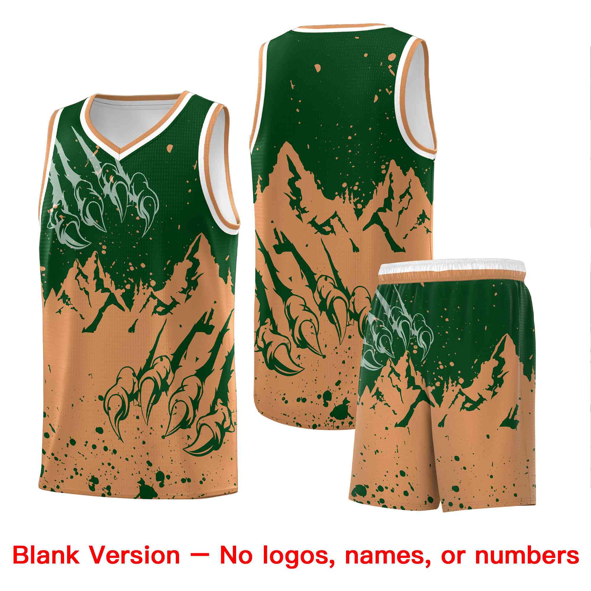 Custom Green Buckskin Brown Snow Mountain Beast Pattern Sports Uniform Basketball Jersey| KXKSHOP
