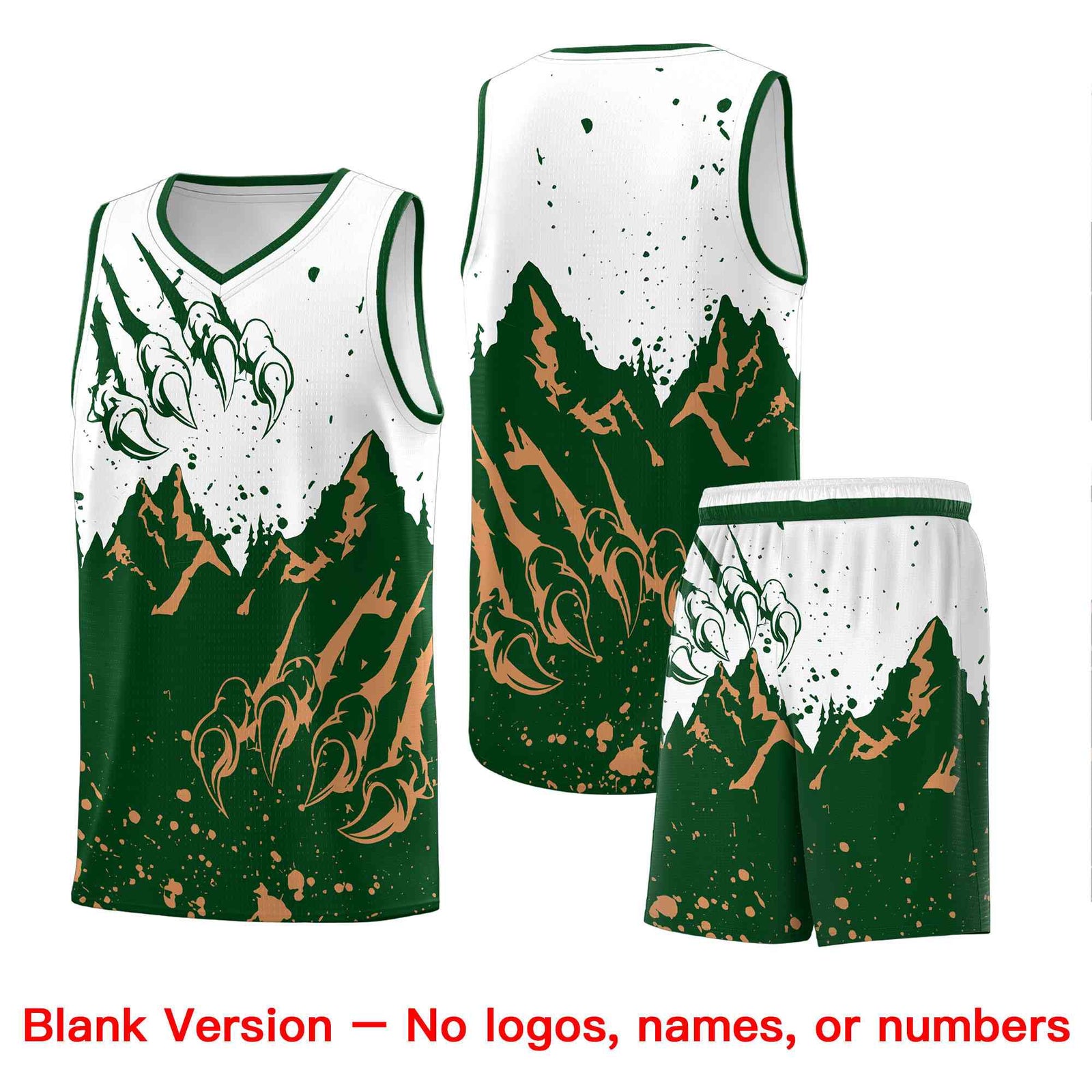 Custom White Green Snow Mountain Beast Pattern Sports Uniform Basketball Jersey| KXKSHOP