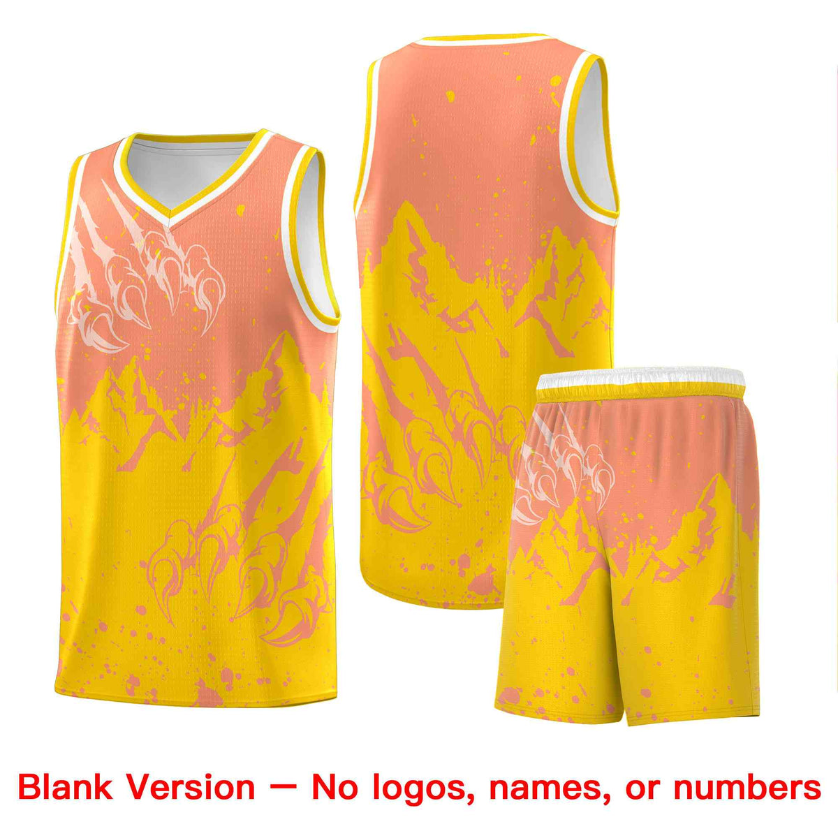 Custom Light Orange Gold Snow Mountain Beast Pattern Sports Uniform Basketball Jersey| KXKSHOP
