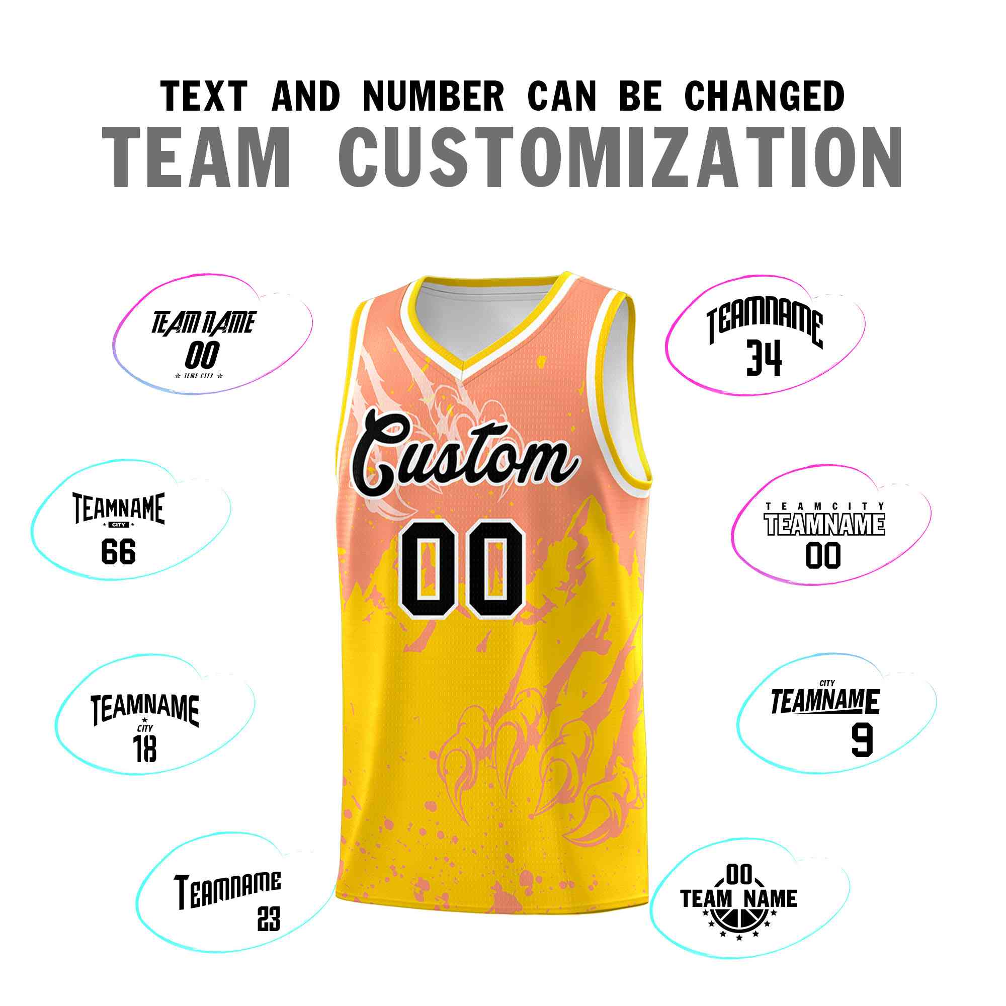 Custom Light Orange Gold Snow Mountain Beast Pattern Sports Uniform Basketball Jersey| KXKSHOP
