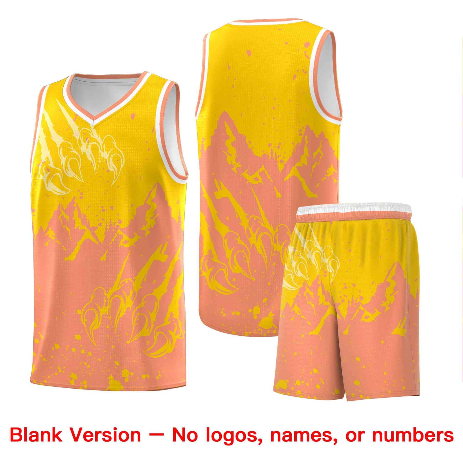 Custom Gold Light Orange Snow Mountain Beast Pattern Sports Uniform Basketball Jersey| KXKSHOP