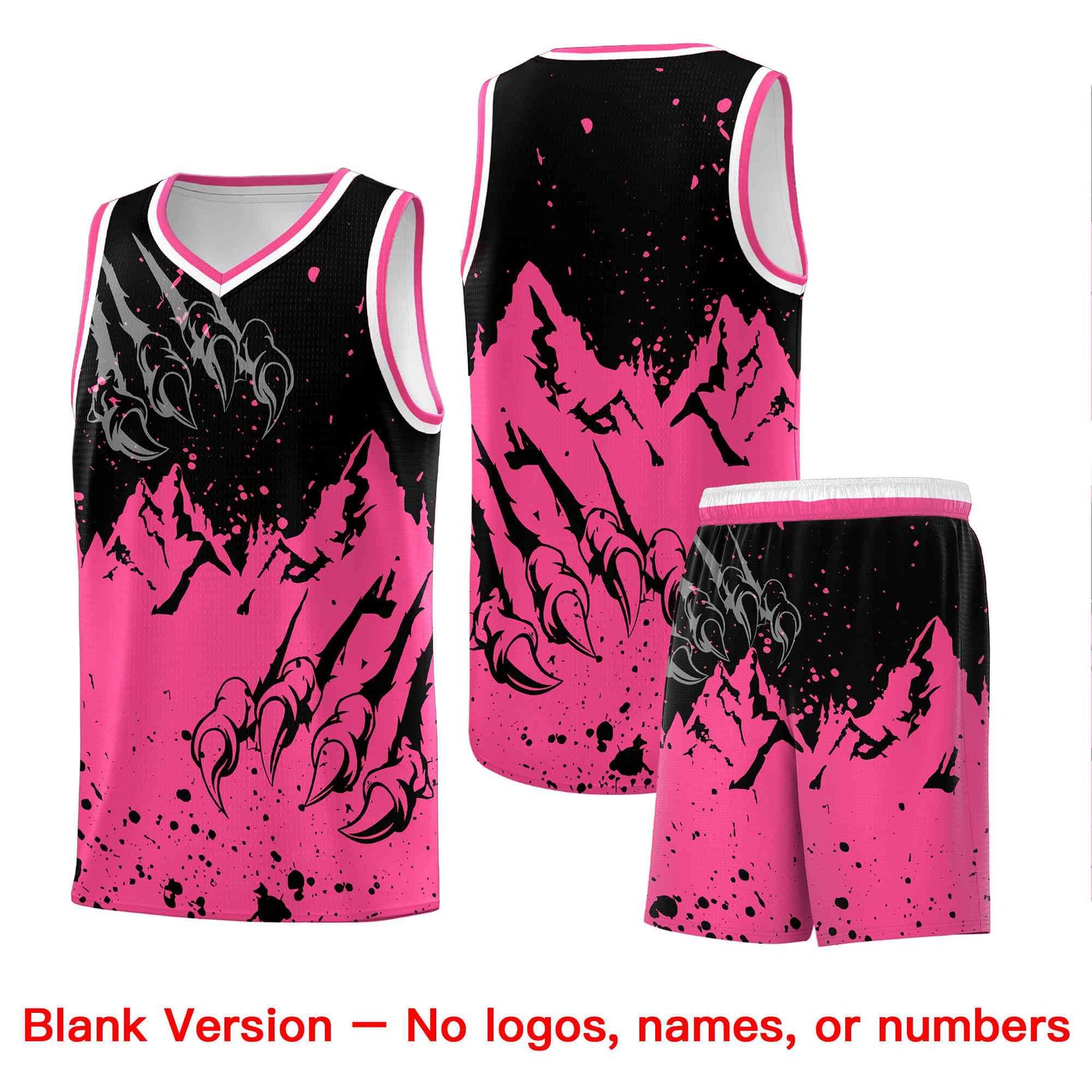 Custom Black Pink Snow Mountain Beast Pattern Sports Uniform Basketball Jersey| KXKSHOP