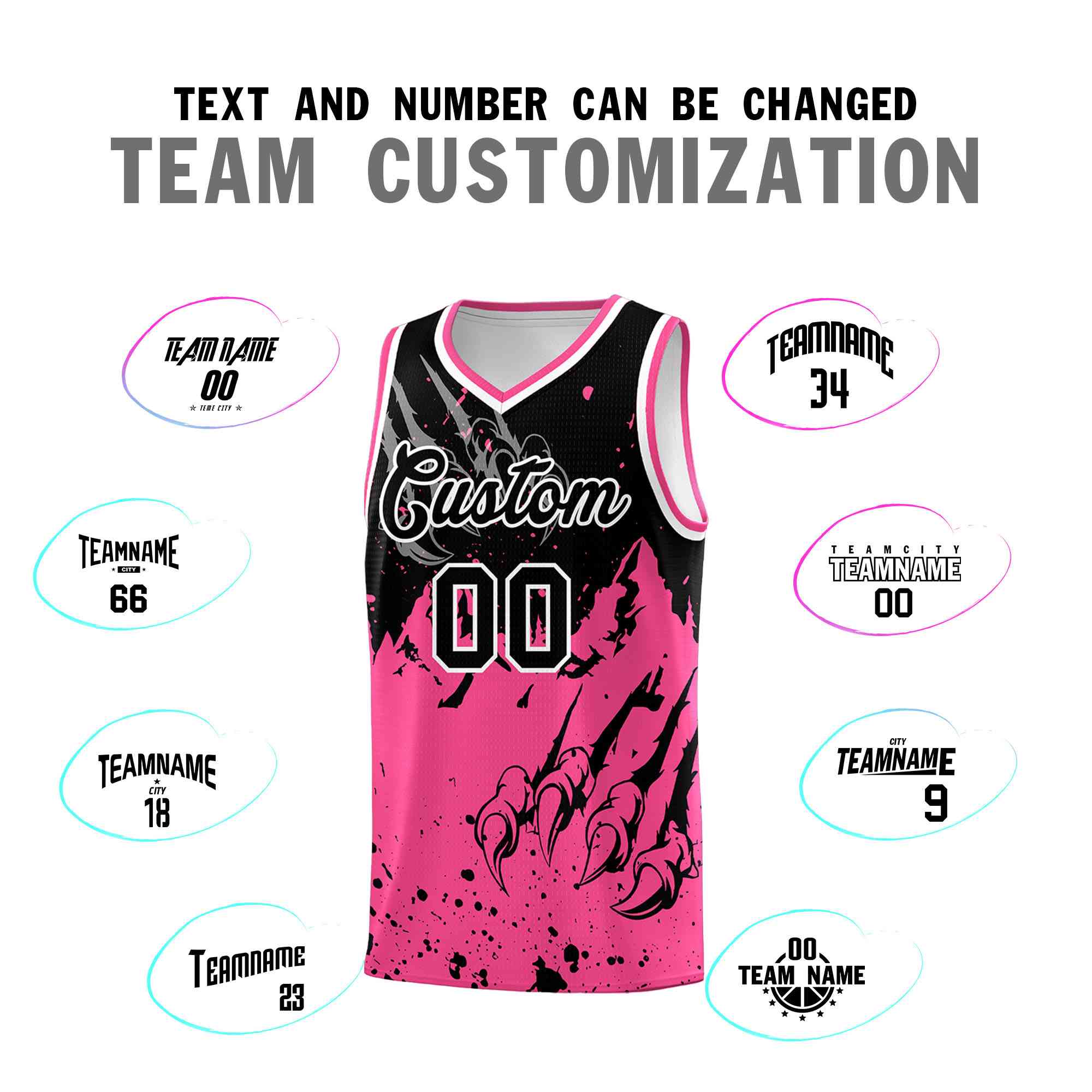 Custom Black Pink Snow Mountain Beast Pattern Sports Uniform Basketball Jersey| KXKSHOP