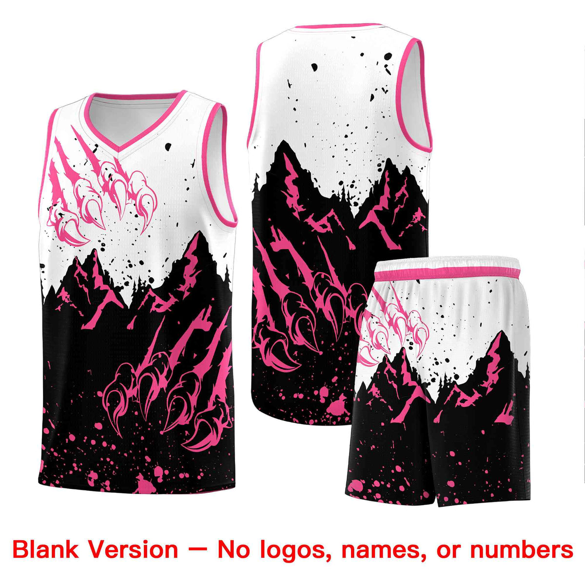 Custom White Pink Snow Mountain Beast Pattern Sports Uniform Basketball Jersey| KXKSHOP