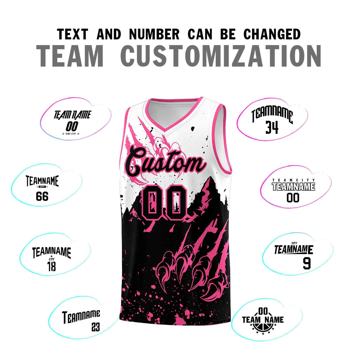 Custom White Pink Snow Mountain Beast Pattern Sports Uniform Basketball Jersey| KXKSHOP