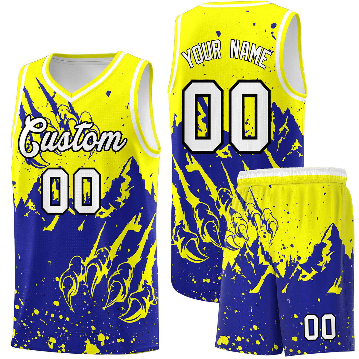 Custom Fluorescent Yellow Royal Snow Mountain Beast Pattern Sports Uniform Basketball Jersey| KXKSHOP