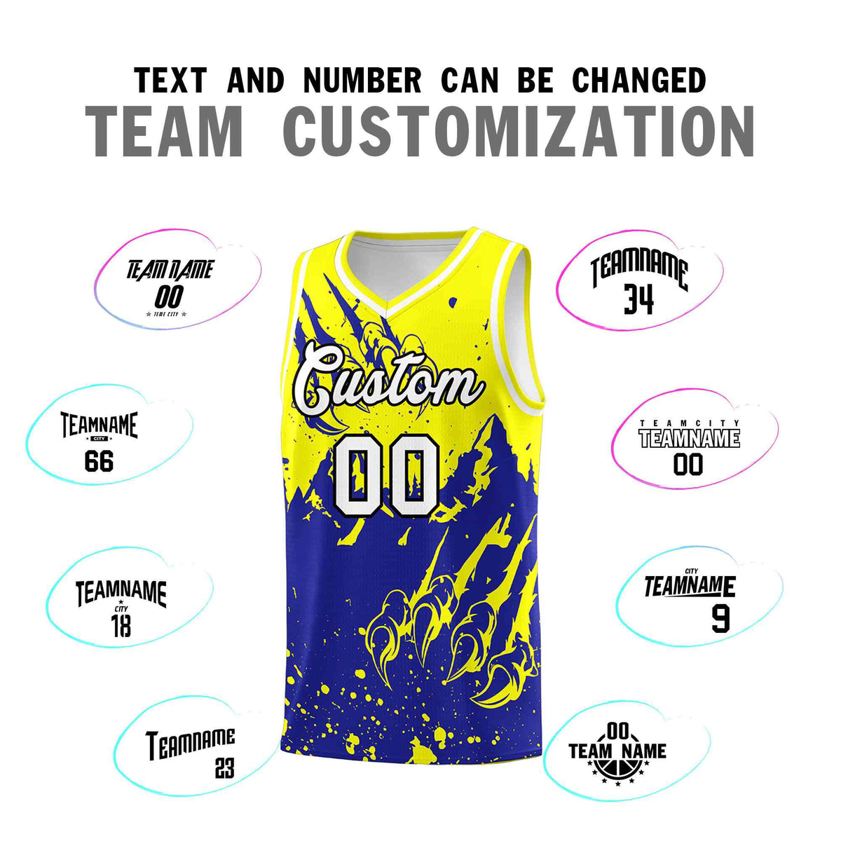 Custom Fluorescent Yellow Royal Snow Mountain Beast Pattern Sports Uniform Basketball Jersey| KXKSHOP