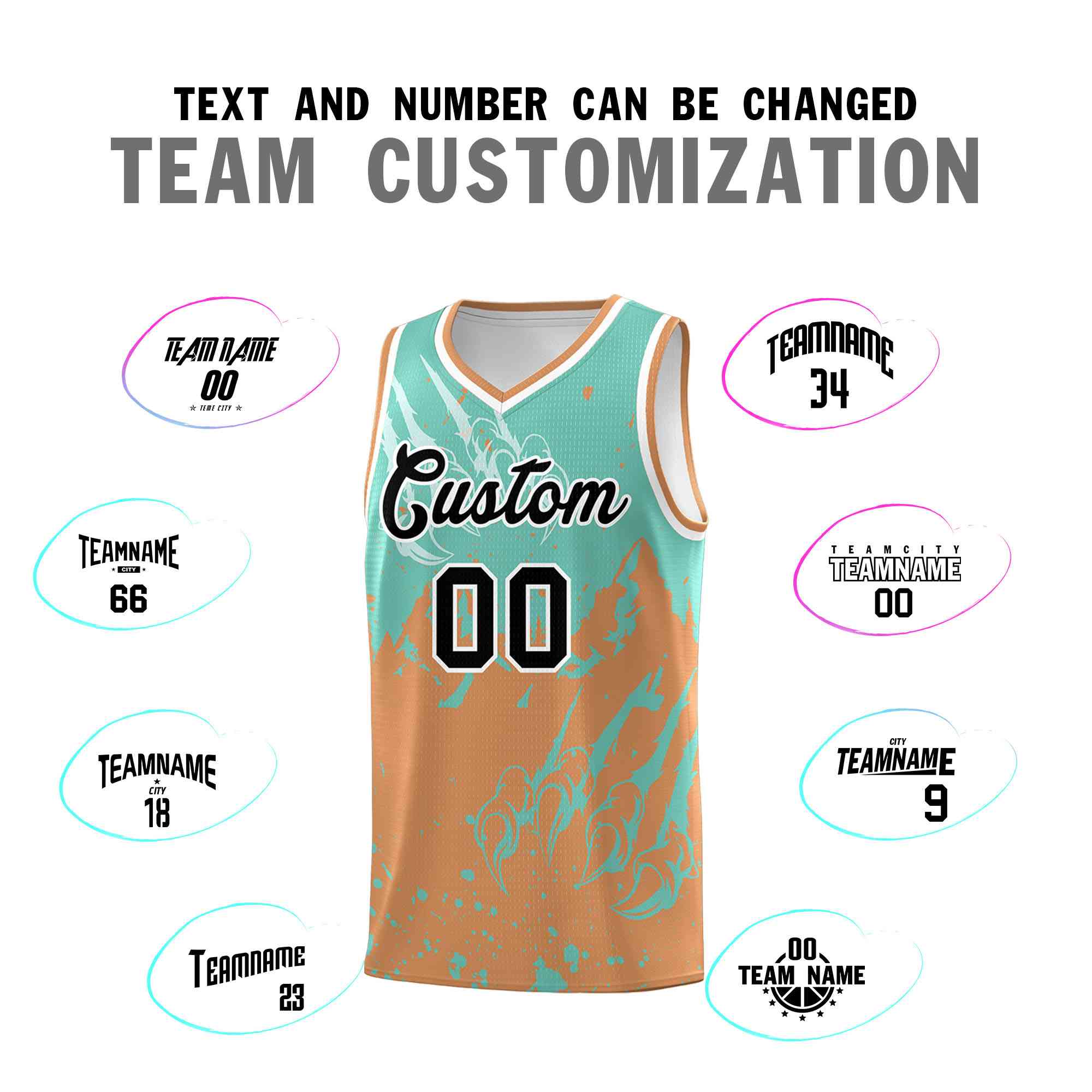 Custom Bright Green Buckskin Brown Snow Mountain Beast Pattern Sports Uniform Basketball Jersey| KXKSHOP