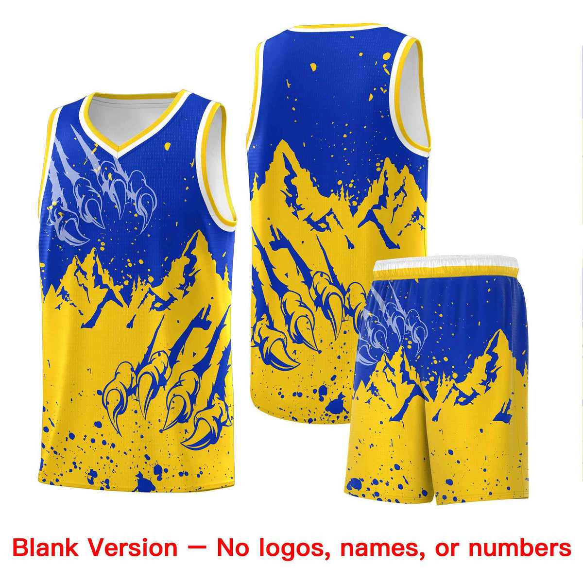 Custom Royal Gold Snow Mountain Beast Pattern Sports Uniform Basketball Jersey| KXKSHOP