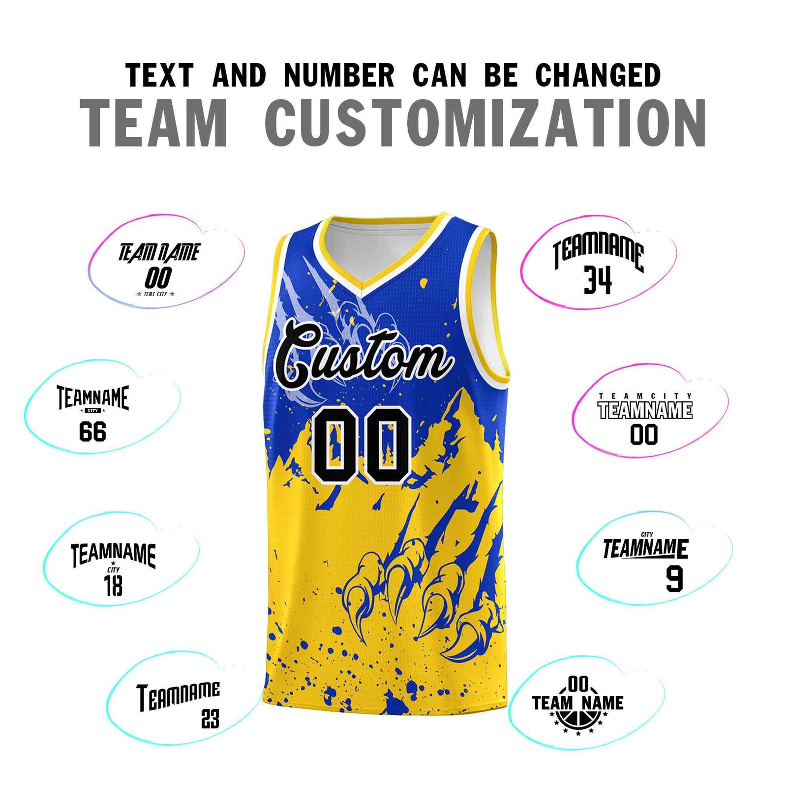 Custom Royal Gold Snow Mountain Beast Pattern Sports Uniform Basketball Jersey| KXKSHOP