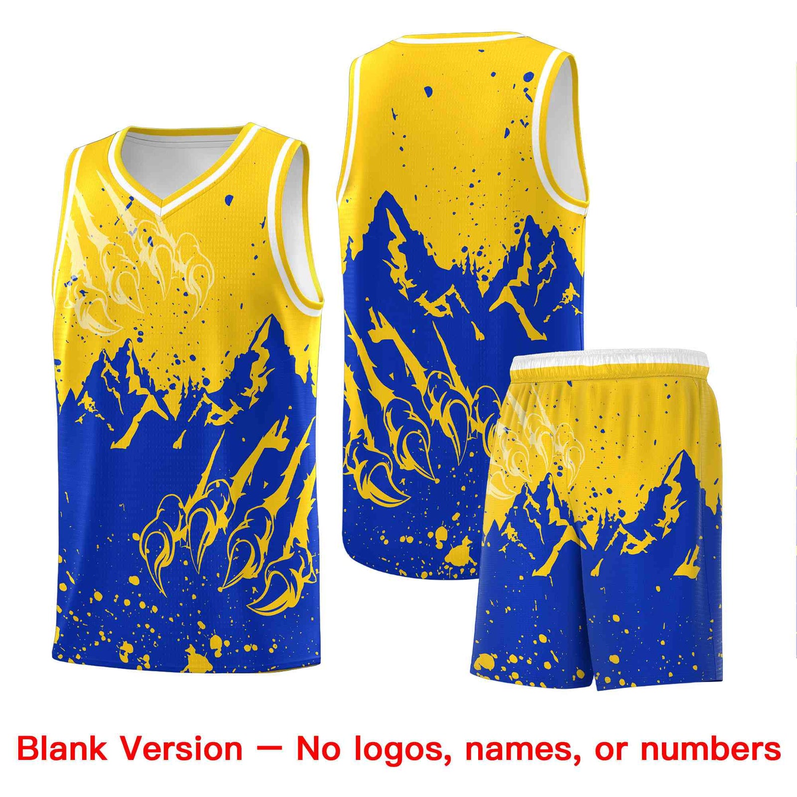 Custom Gold Royal Snow Mountain Beast Pattern Sports Uniform Basketball Jersey| KXKSHOP