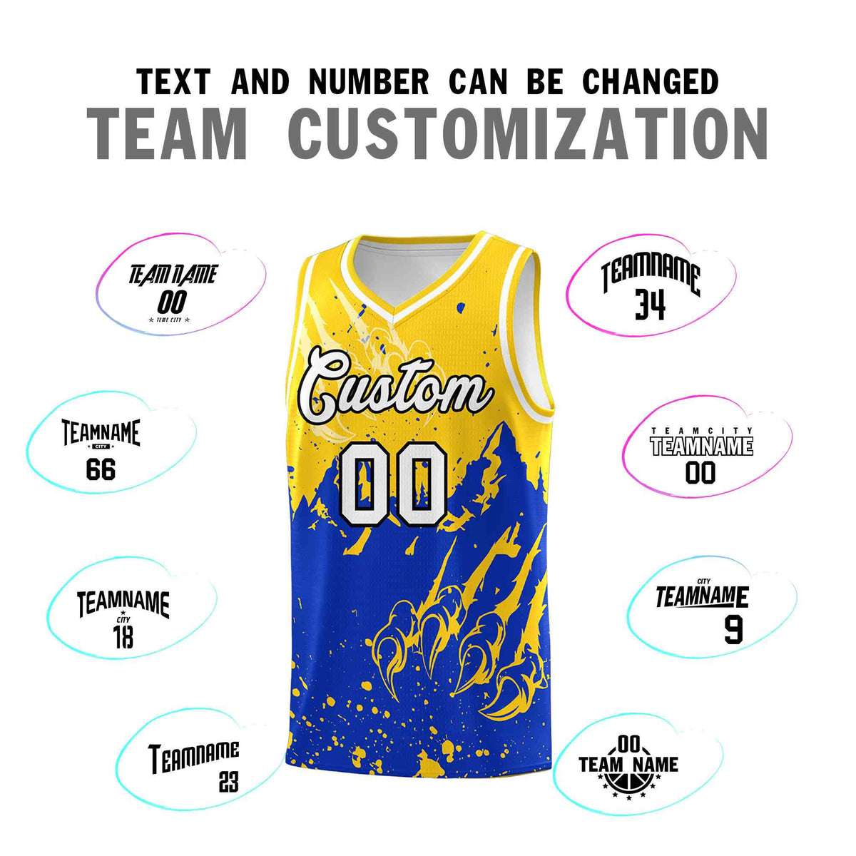 Custom Gold Royal Snow Mountain Beast Pattern Sports Uniform Basketball Jersey| KXKSHOP
