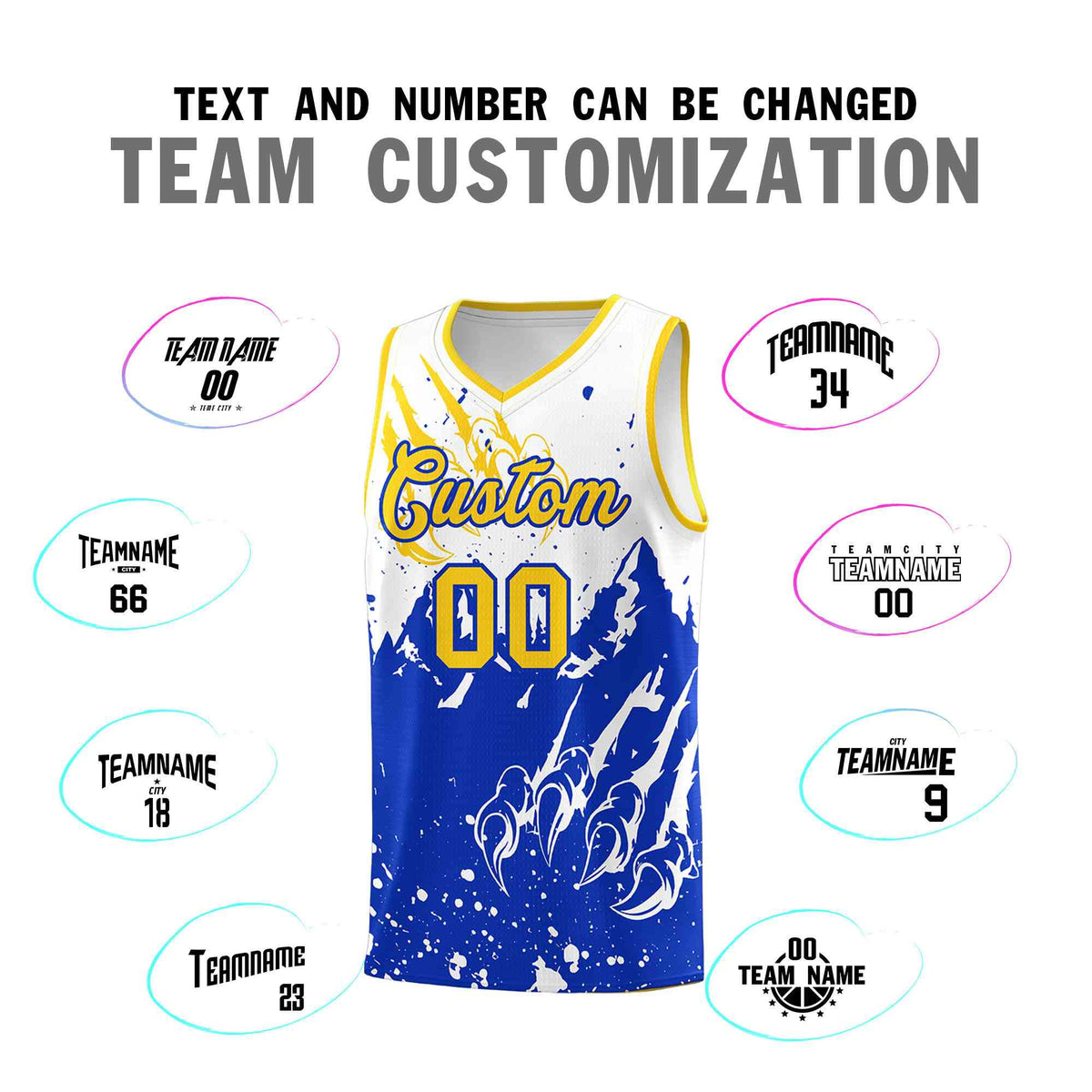 Custom White Royal Snow Mountain Beast Pattern Sports Uniform Basketball Jersey| KXKSHOP