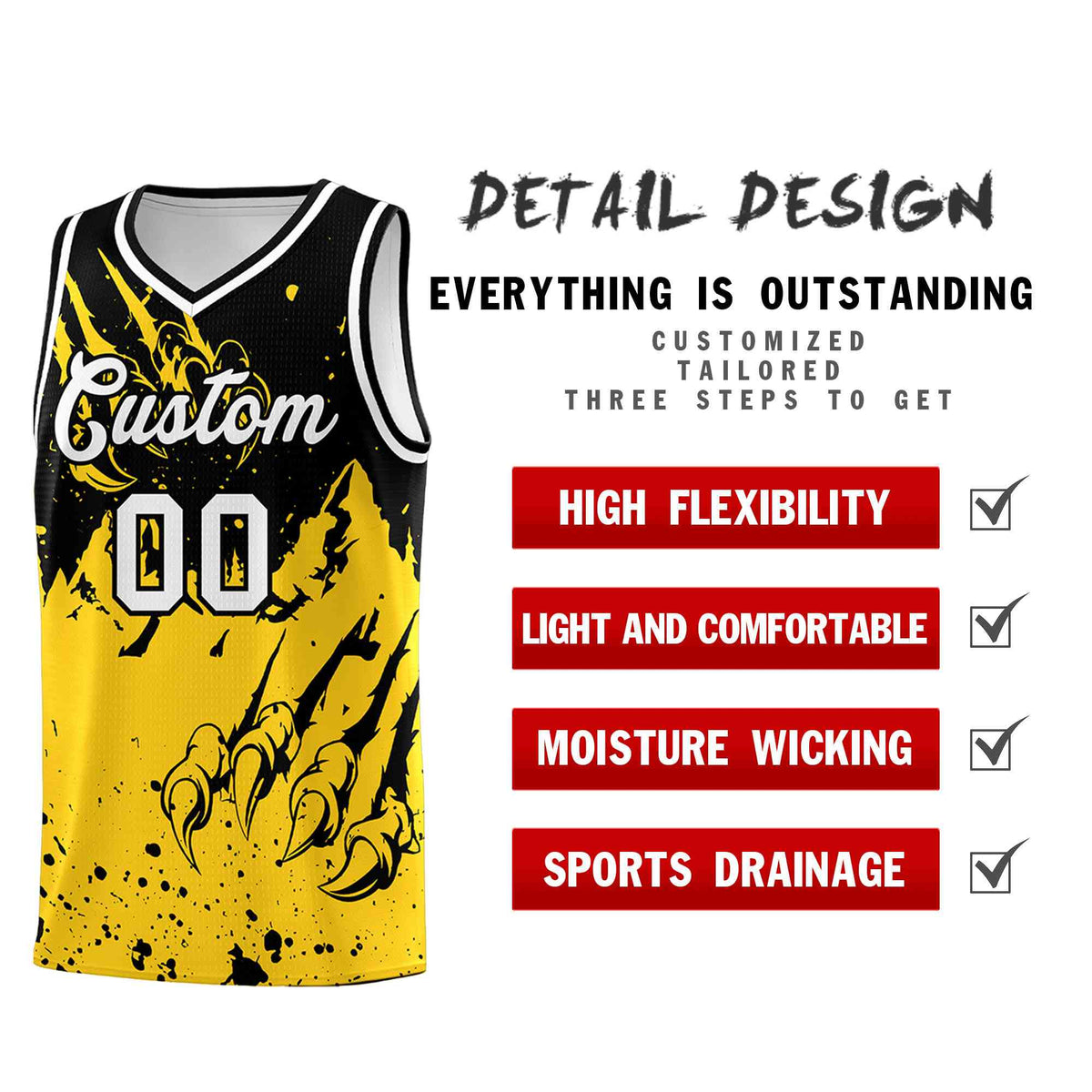 Custom Black Gold Snow Mountain Beast Pattern Sports Uniform Basketball Jersey| KXKSHOP