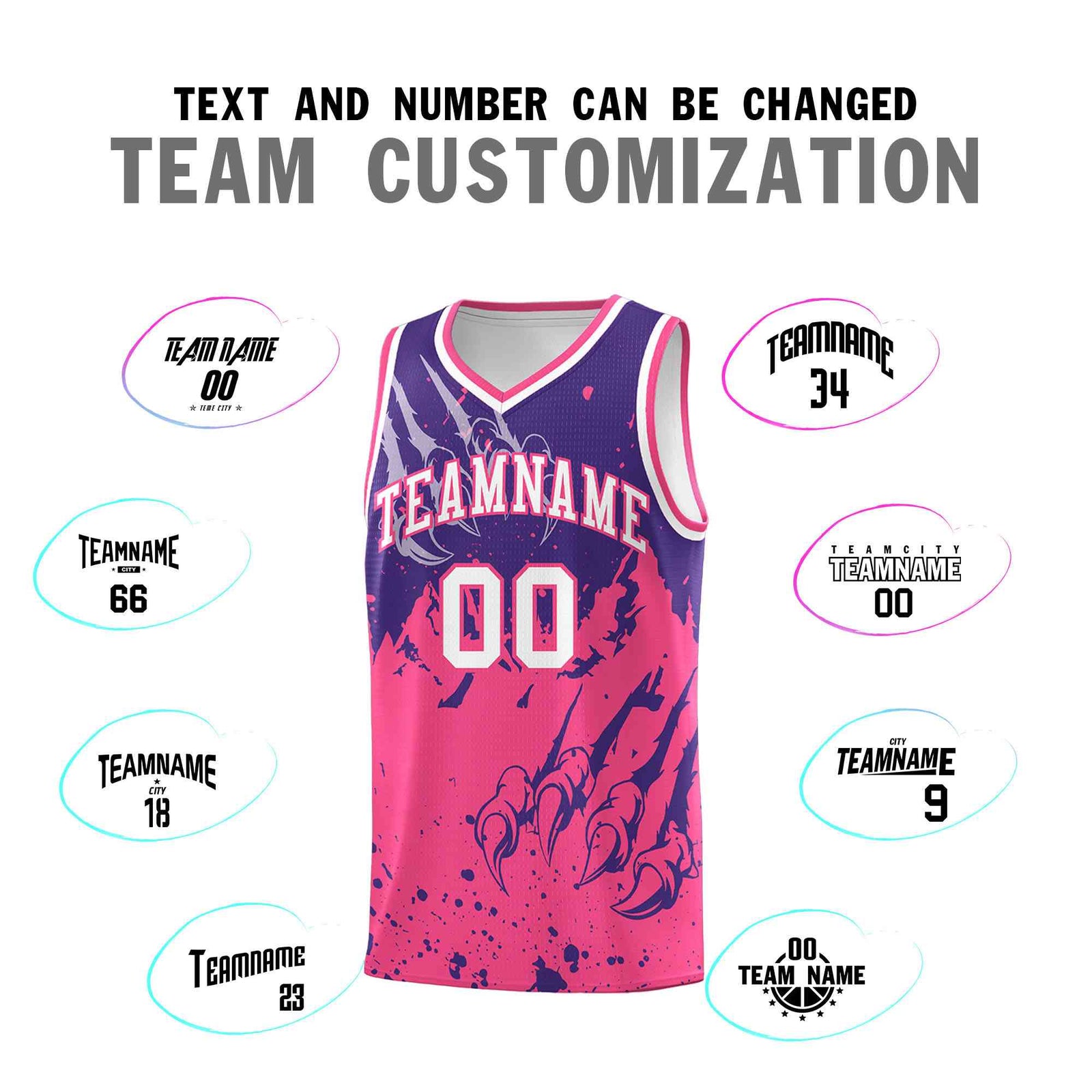 Custom Purple Pink Snow Mountain Beast Pattern Sports Uniform Basketball Jersey