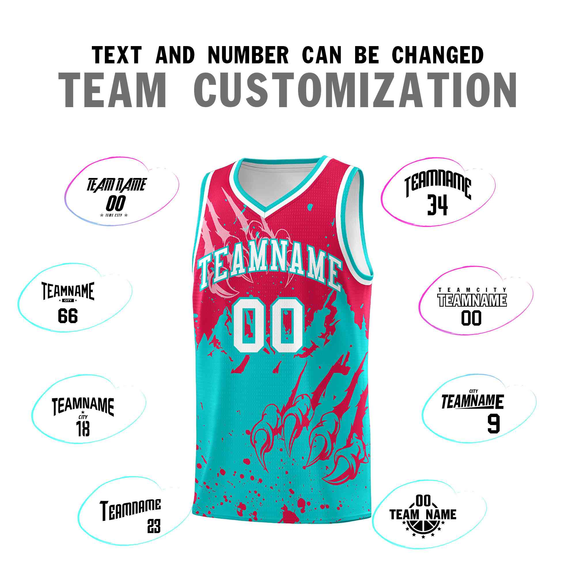 Custom Red Aqua Snow Mountain Beast Pattern Sports Uniform Basketball Jersey