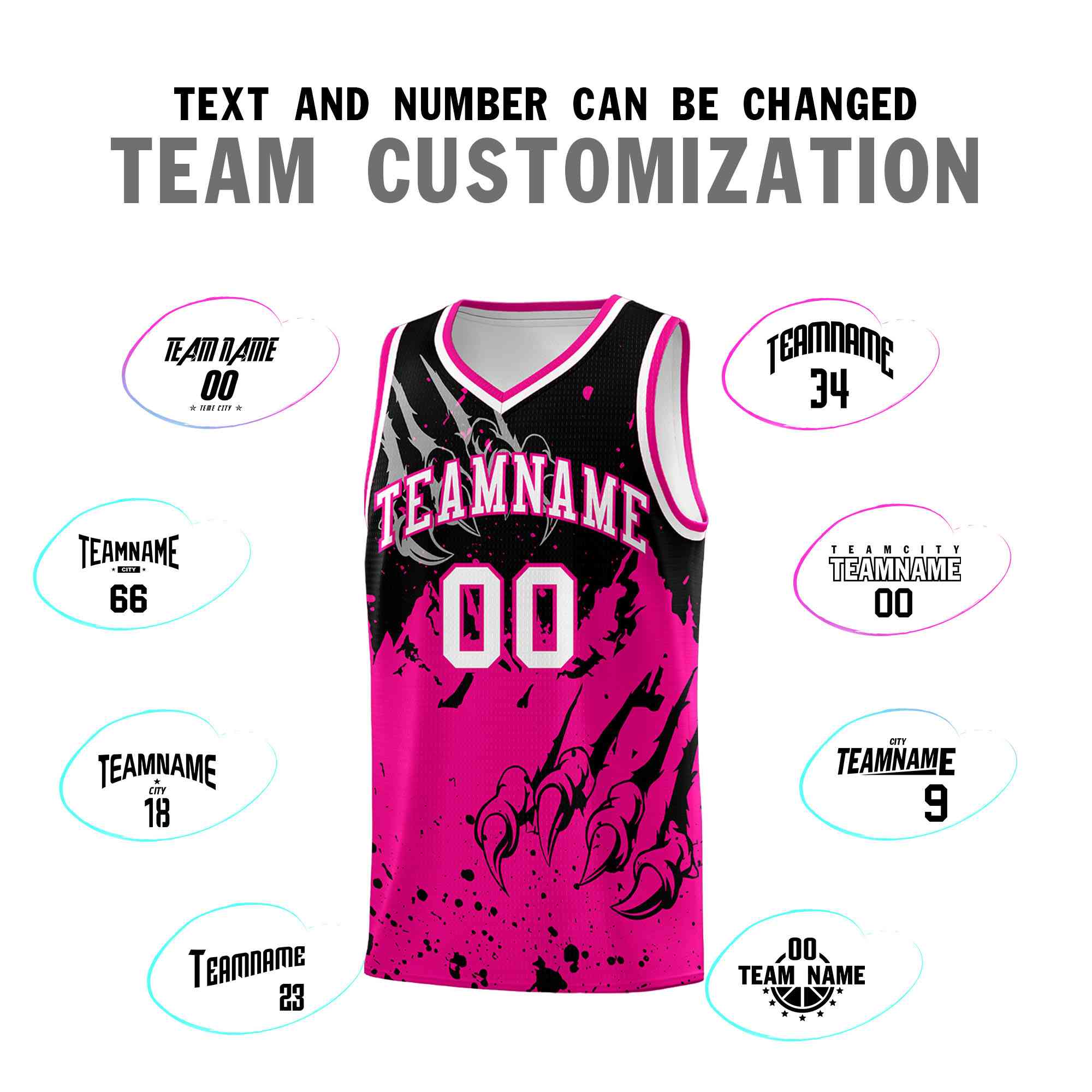 Custom Black Pink Snow Mountain Beast Pattern Sports Uniform Basketball Jersey