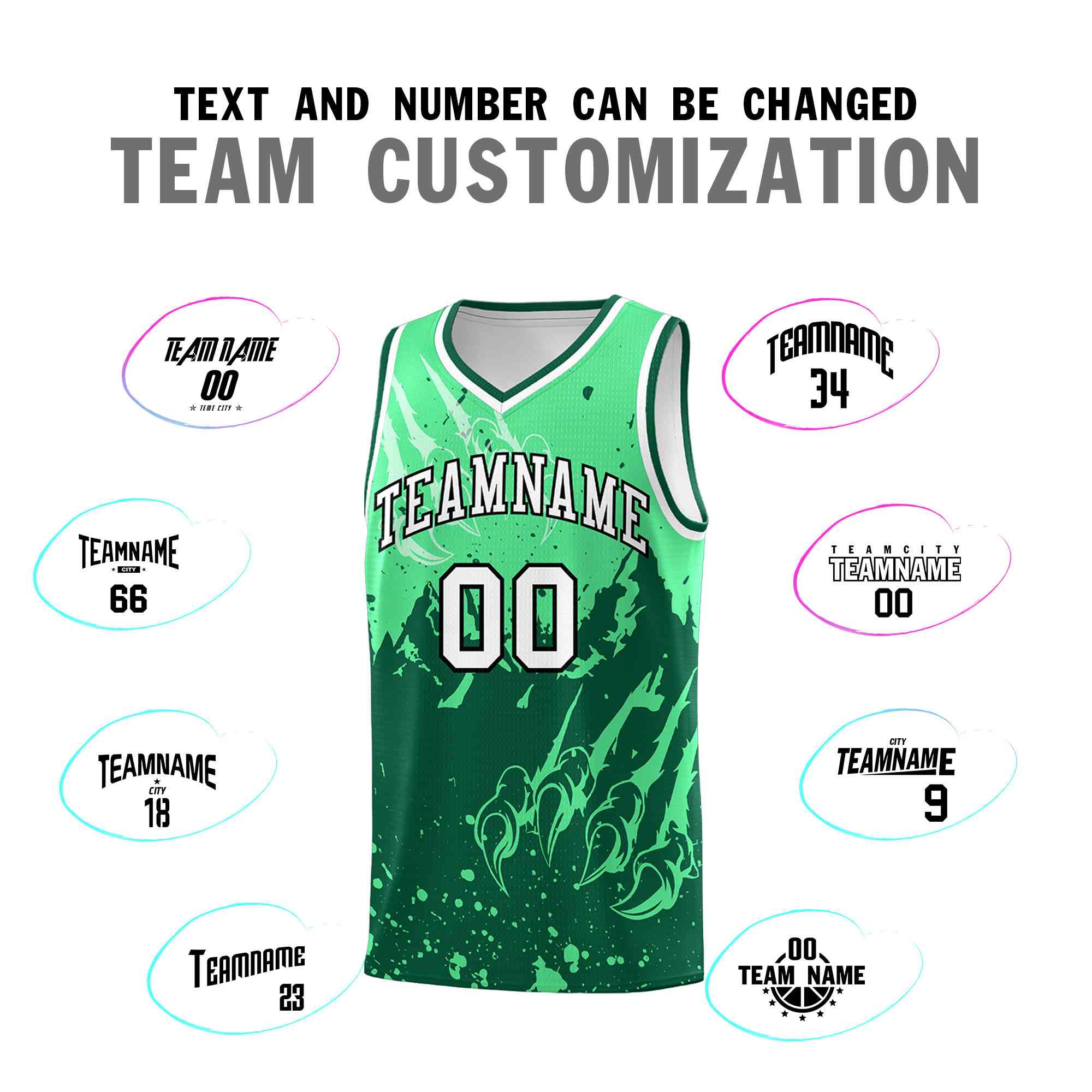 Custom Green Kelly Green Snow Mountain Beast Pattern Sports Uniform Basketball Jersey
