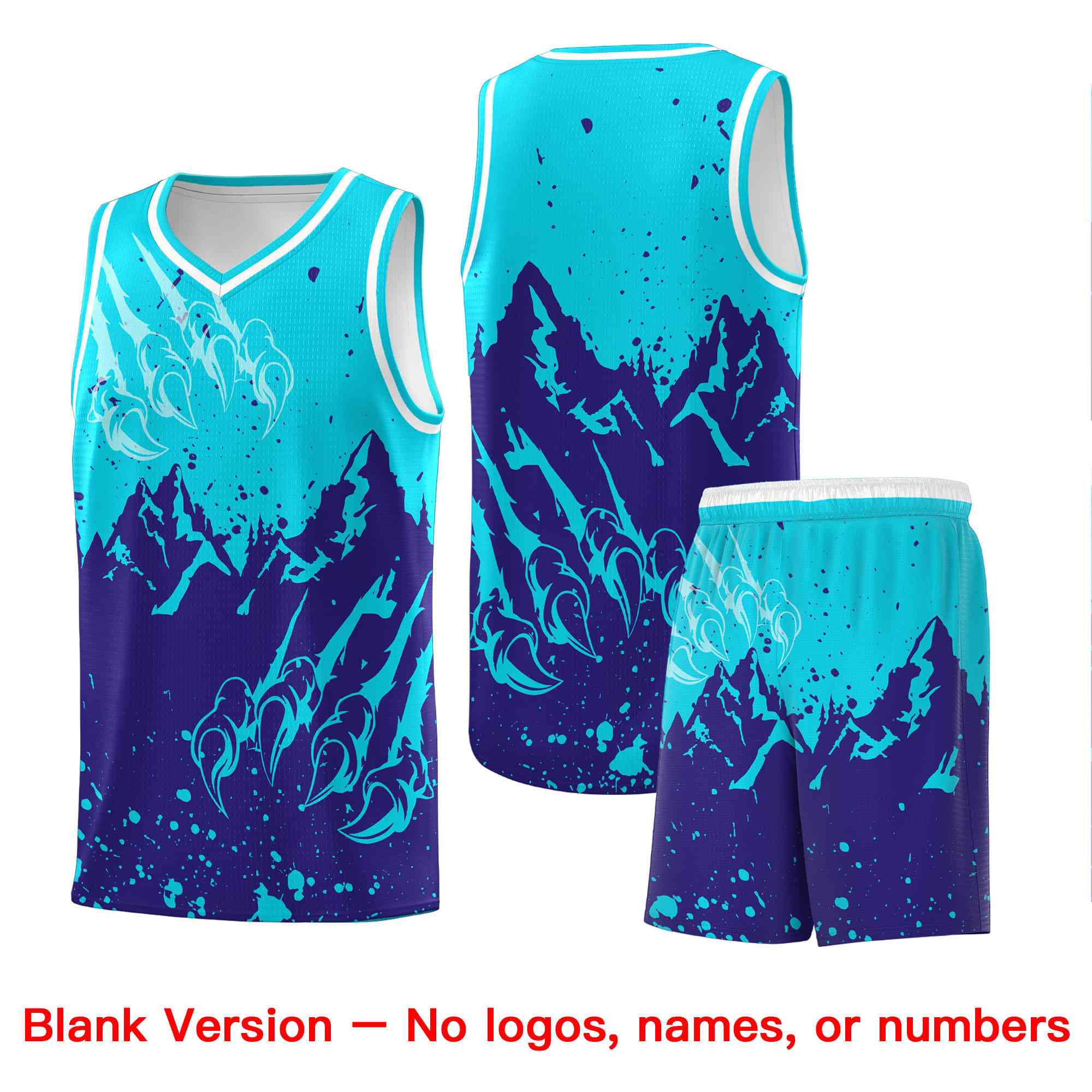 Custom Sky Blue Royal Snow Mountain Beast Pattern Sports Uniform Basketball Jersey