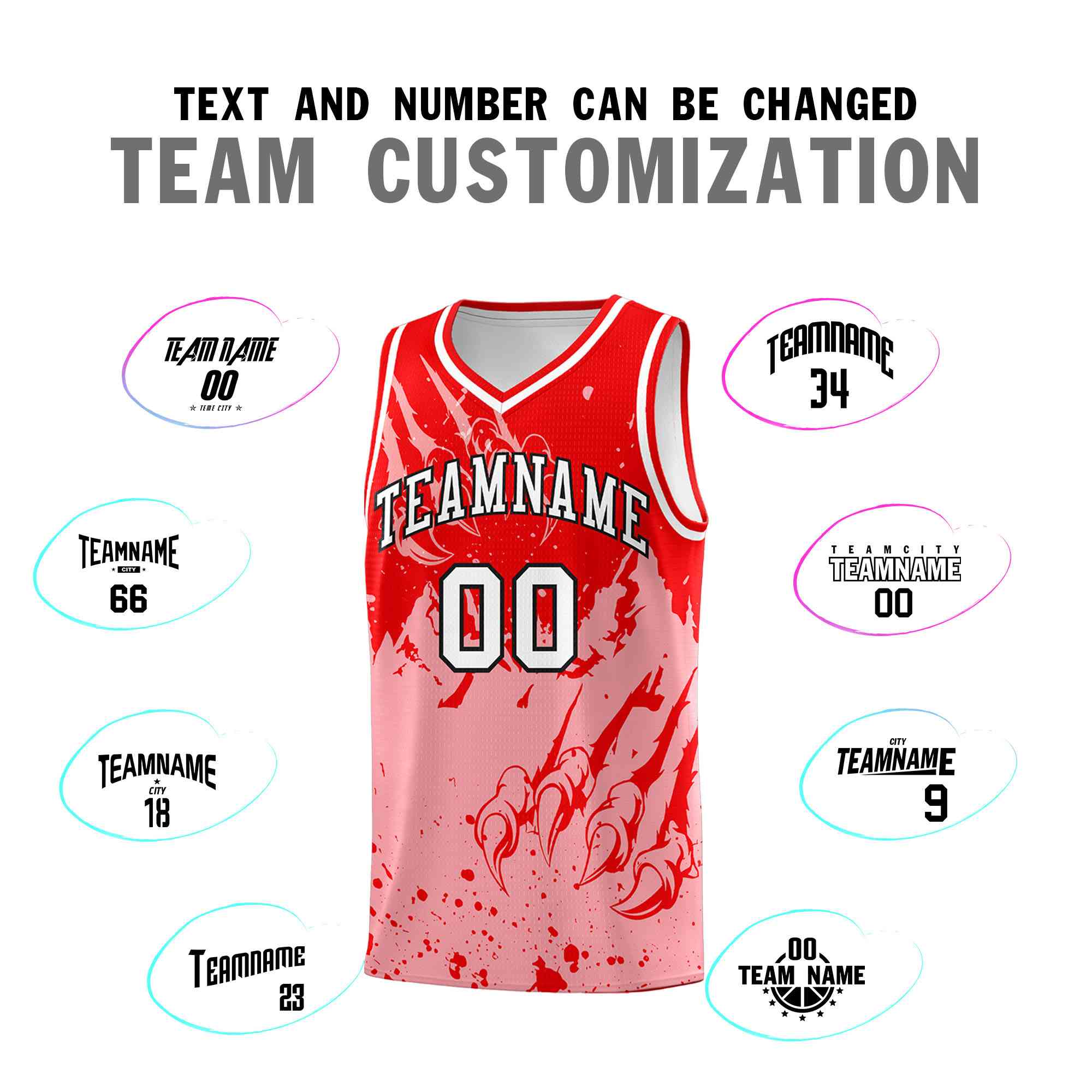 Custom Light Red Light Pink Snow Mountain Beast Pattern Sports Uniform Basketball Jersey