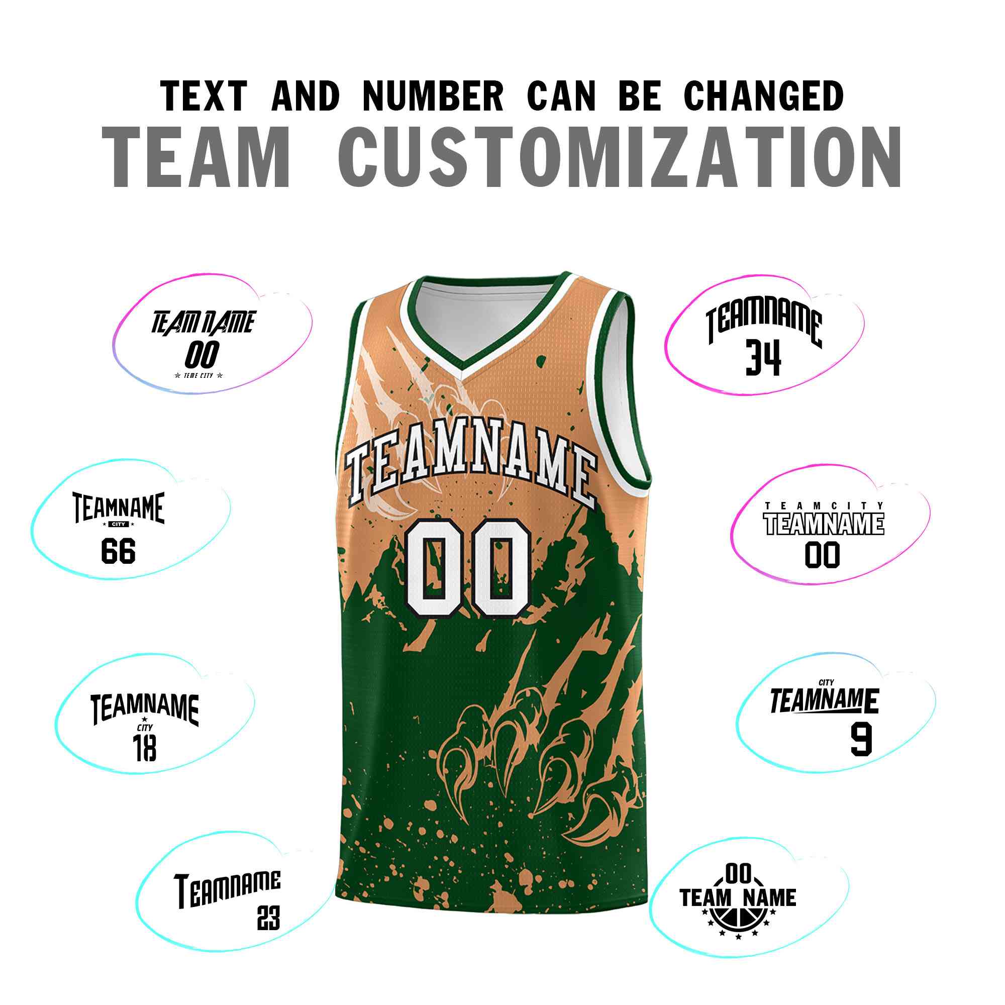 Custom Buckskin Brown Green Snow Mountain Beast Pattern Sports Uniform Basketball Jersey