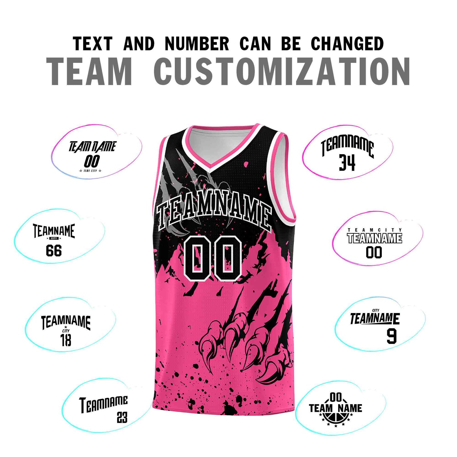 Custom Black Pink Snow Mountain Beast Pattern Sports Uniform Basketball Jersey