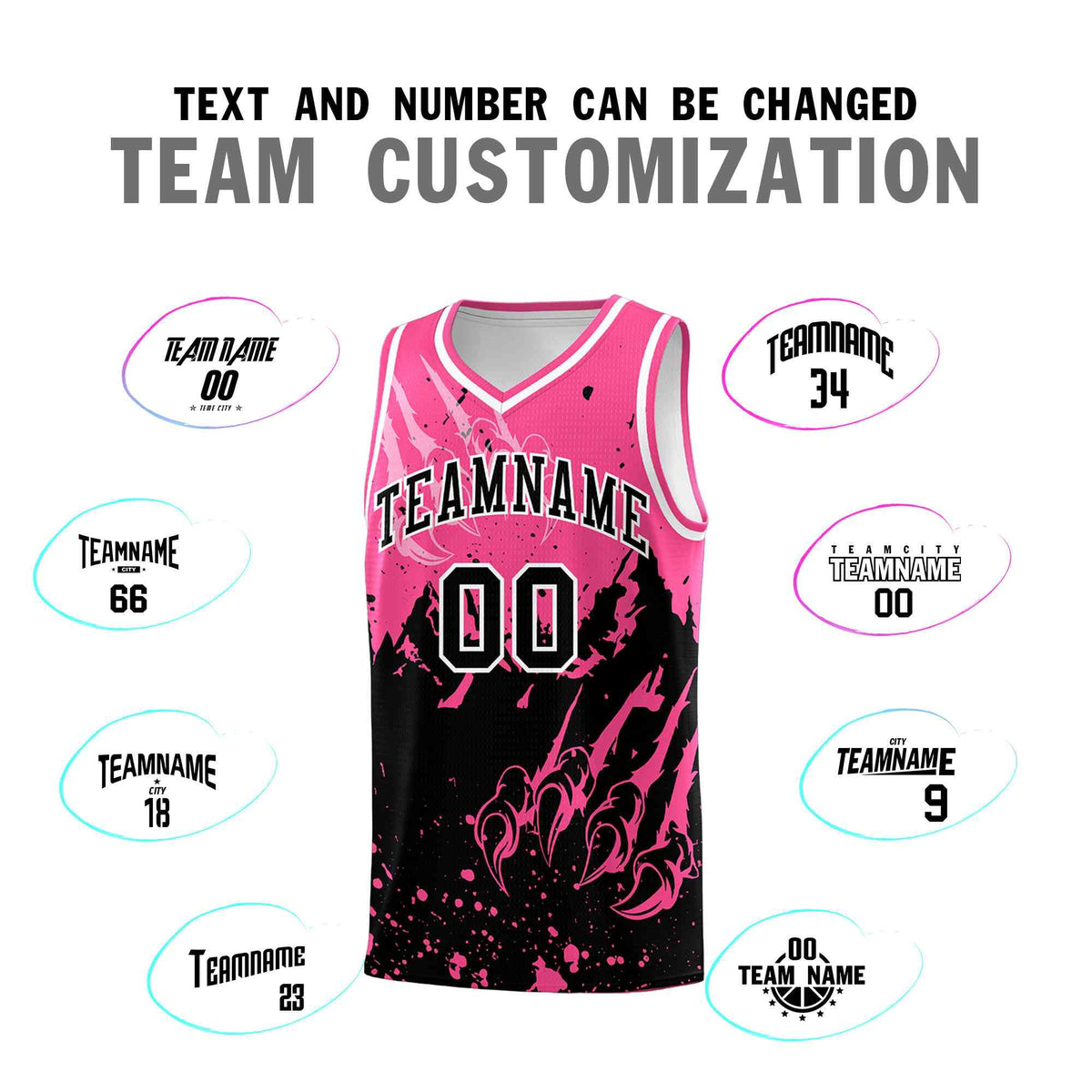 Custom Pink Black Snow Mountain Beast Pattern Sports Uniform Basketball Jersey