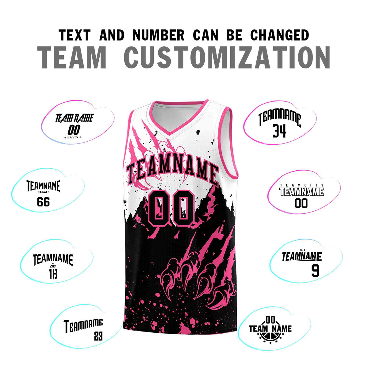 Custom White Pink Snow Mountain Beast Pattern Sports Uniform Basketball Jersey