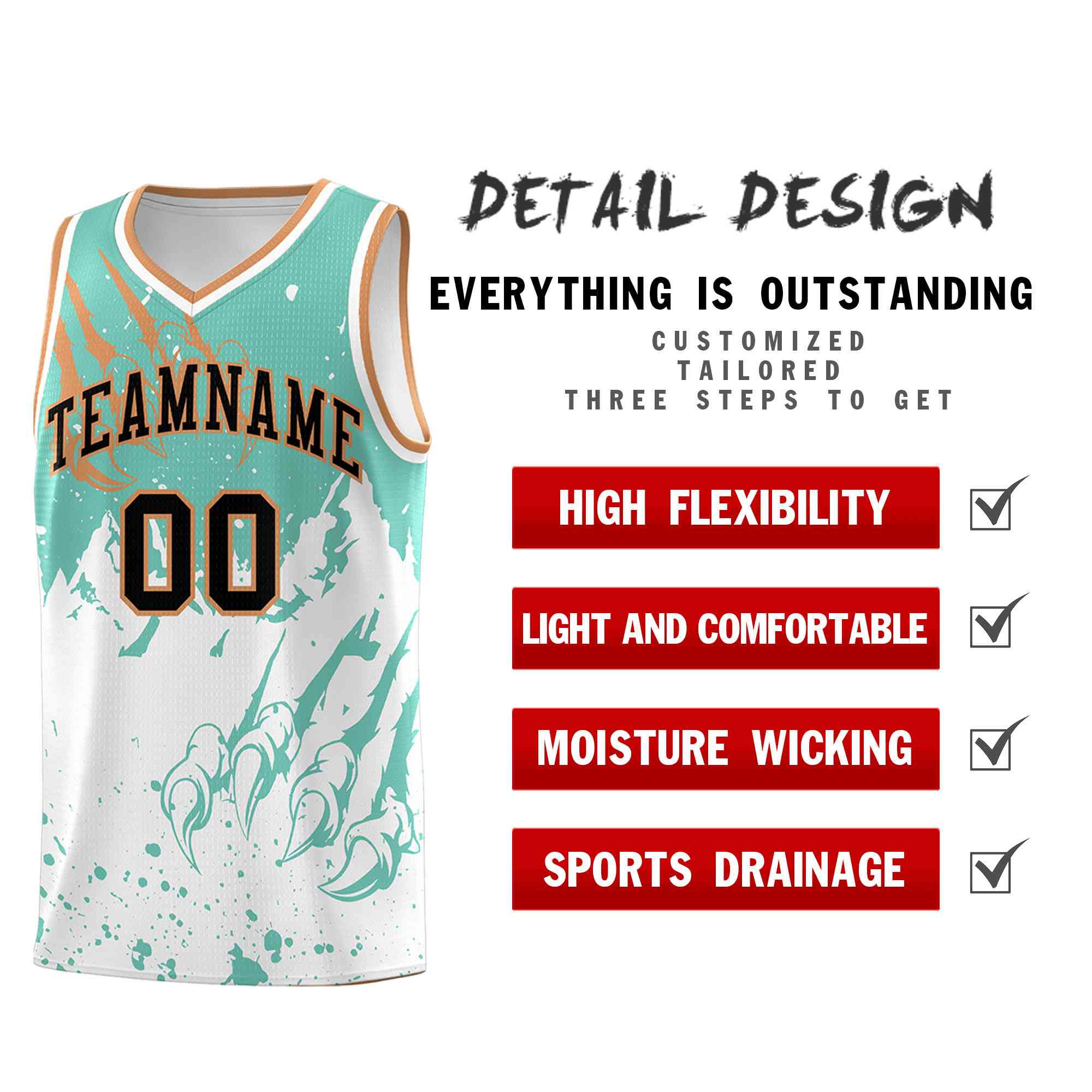 Custom Bright Green White Snow Mountain Beast Pattern Sports Uniform Basketball Jersey