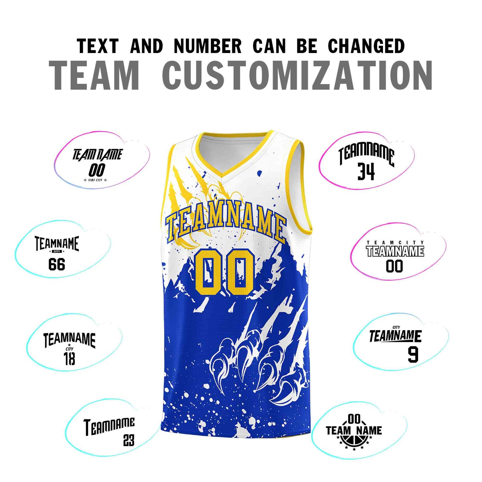 Custom White Royal Snow Mountain Beast Pattern Sports Uniform Basketball Jersey