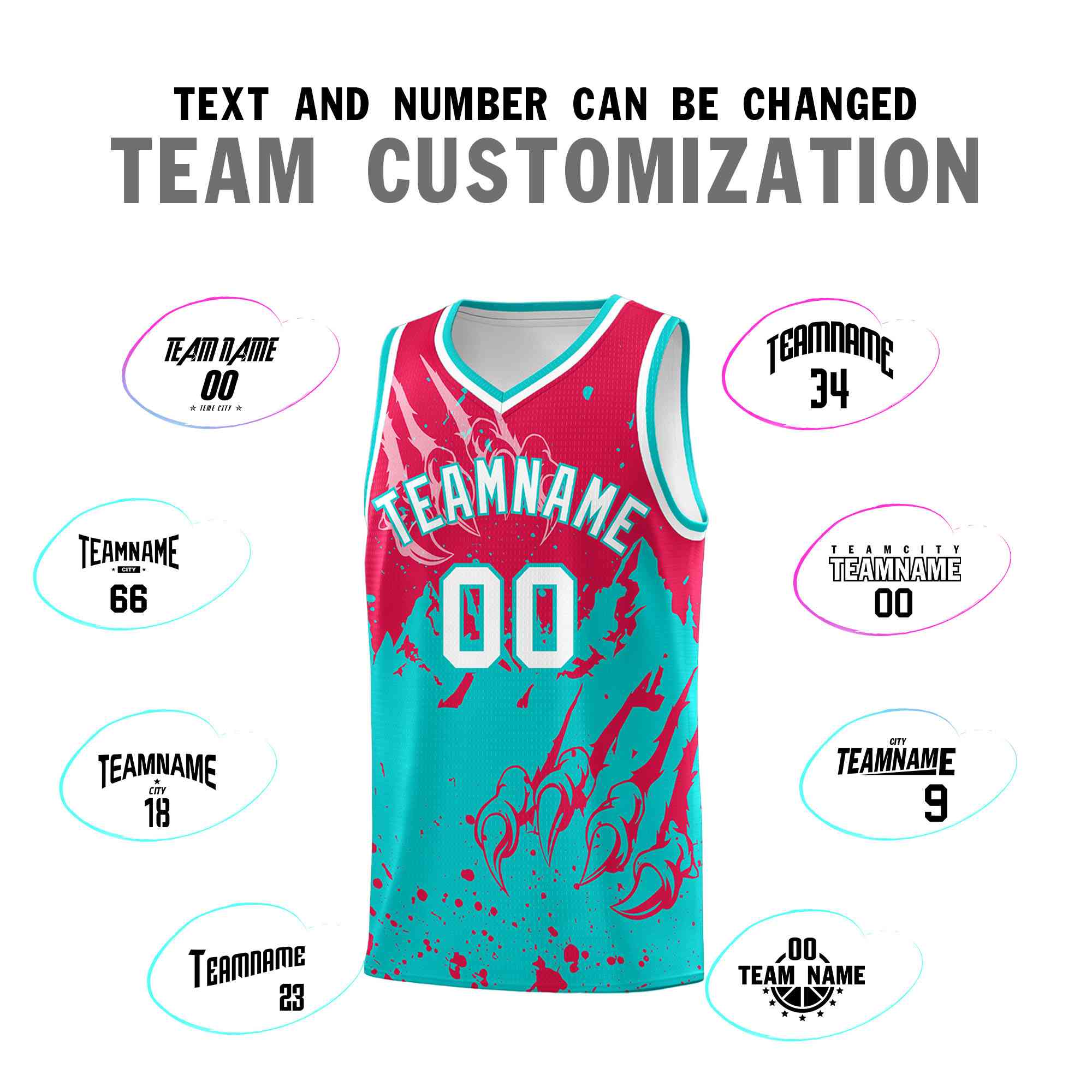 Custom Red Aqua Snow Mountain Beast Pattern Sports Uniform Basketball Jersey