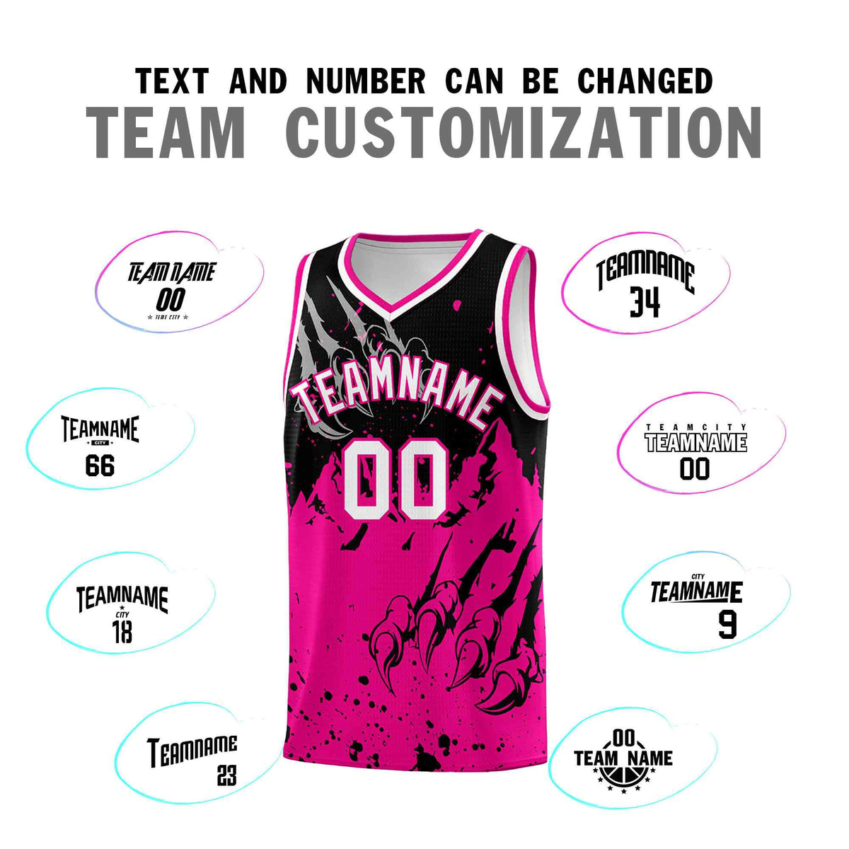 Custom Black Pink Snow Mountain Beast Pattern Sports Uniform Basketball Jersey